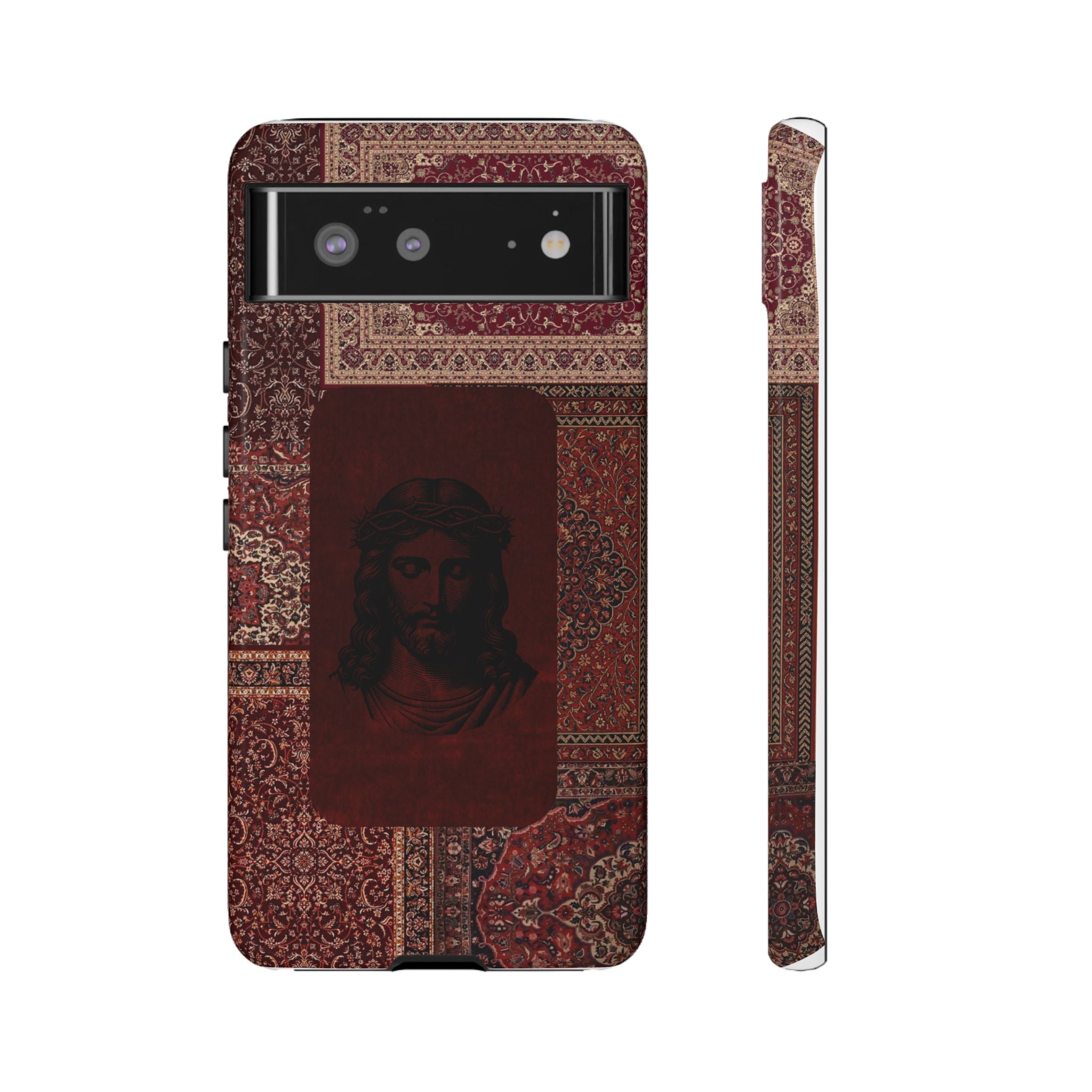 Religious Vintage Rug Phone Case — Jesus Portrait Tough Case