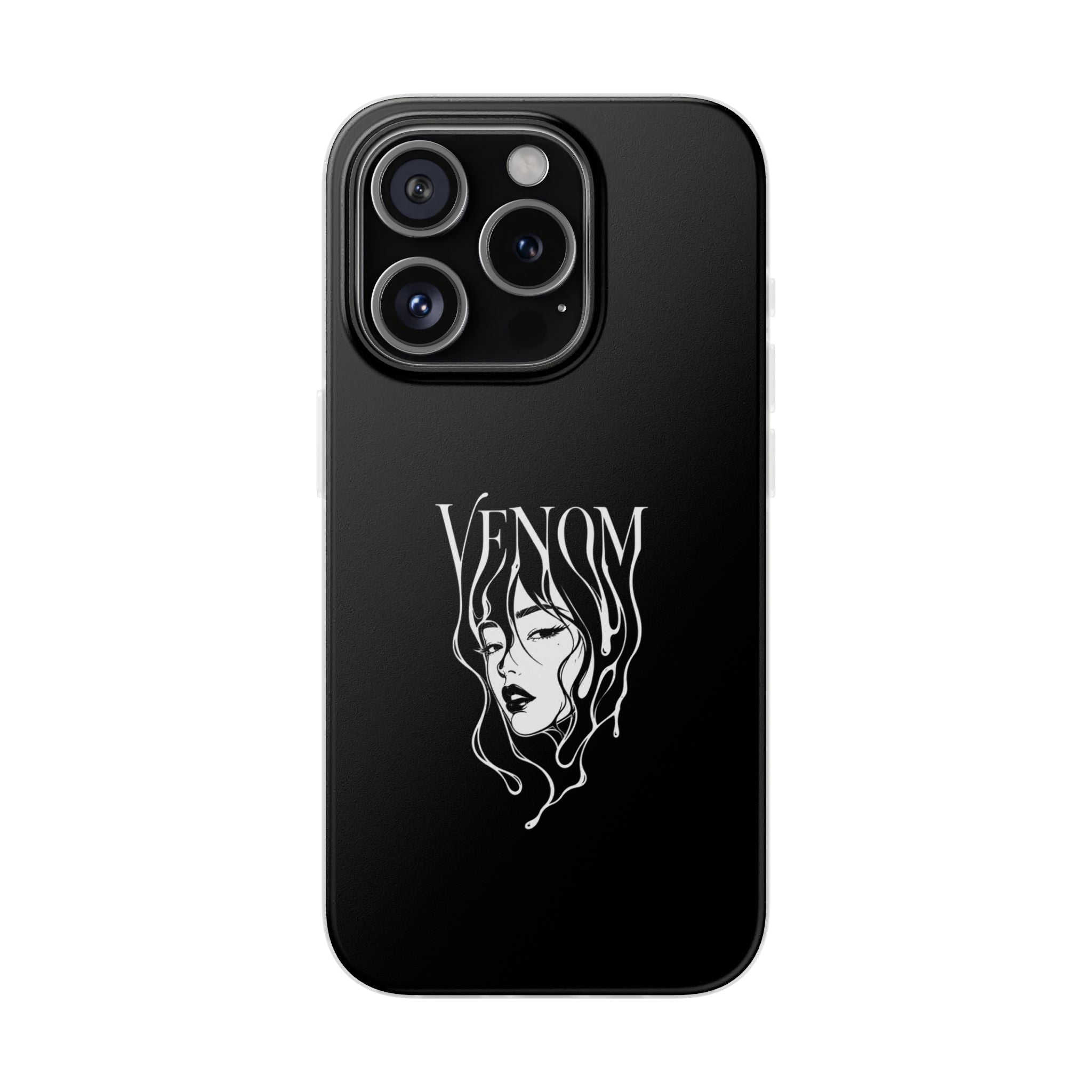Venom Goth Phone Case — Black Protective Flexible Phone Case with Dark Femme Artwork