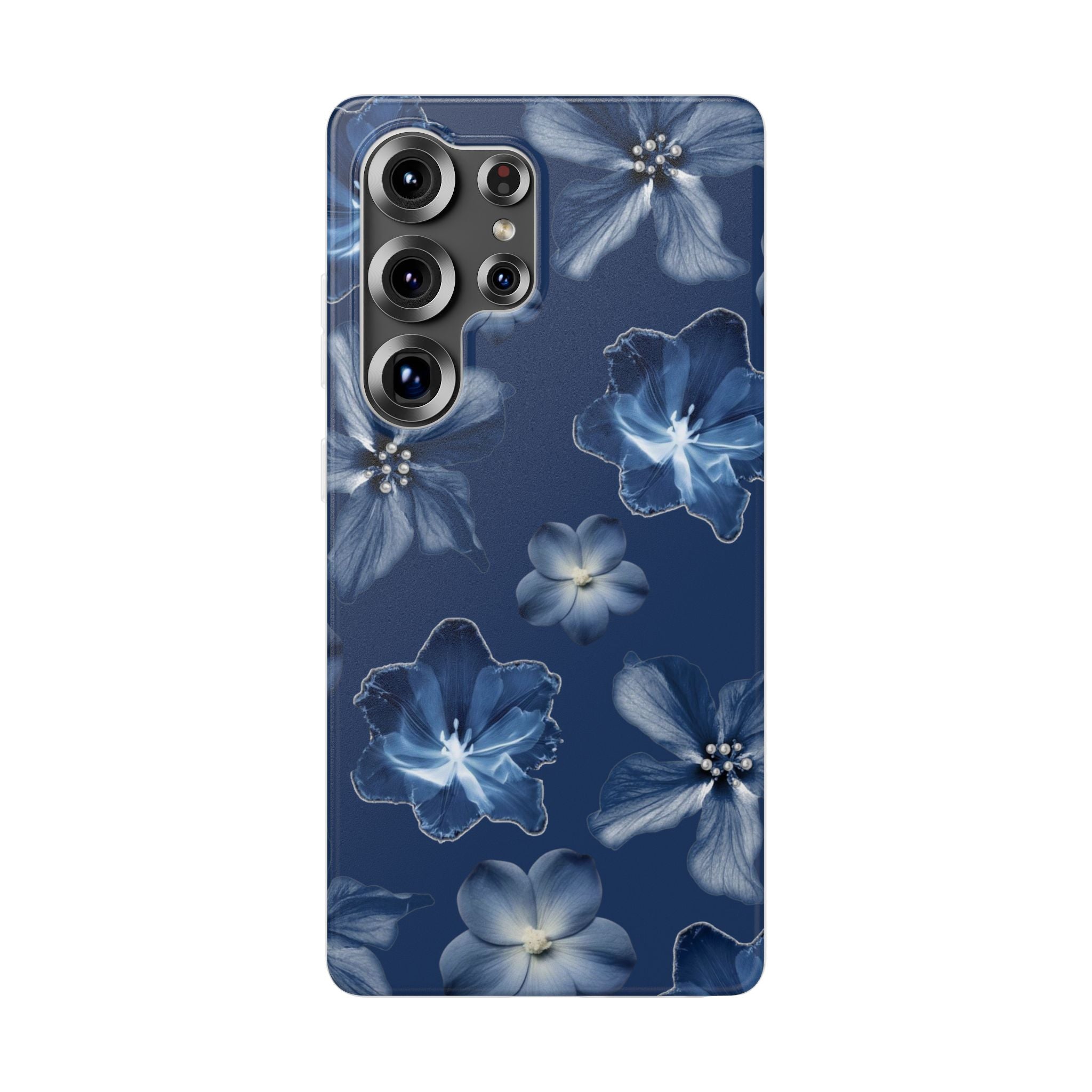 Floral Blue Phone Case — Navy Watercolor Blossom Flexi Case