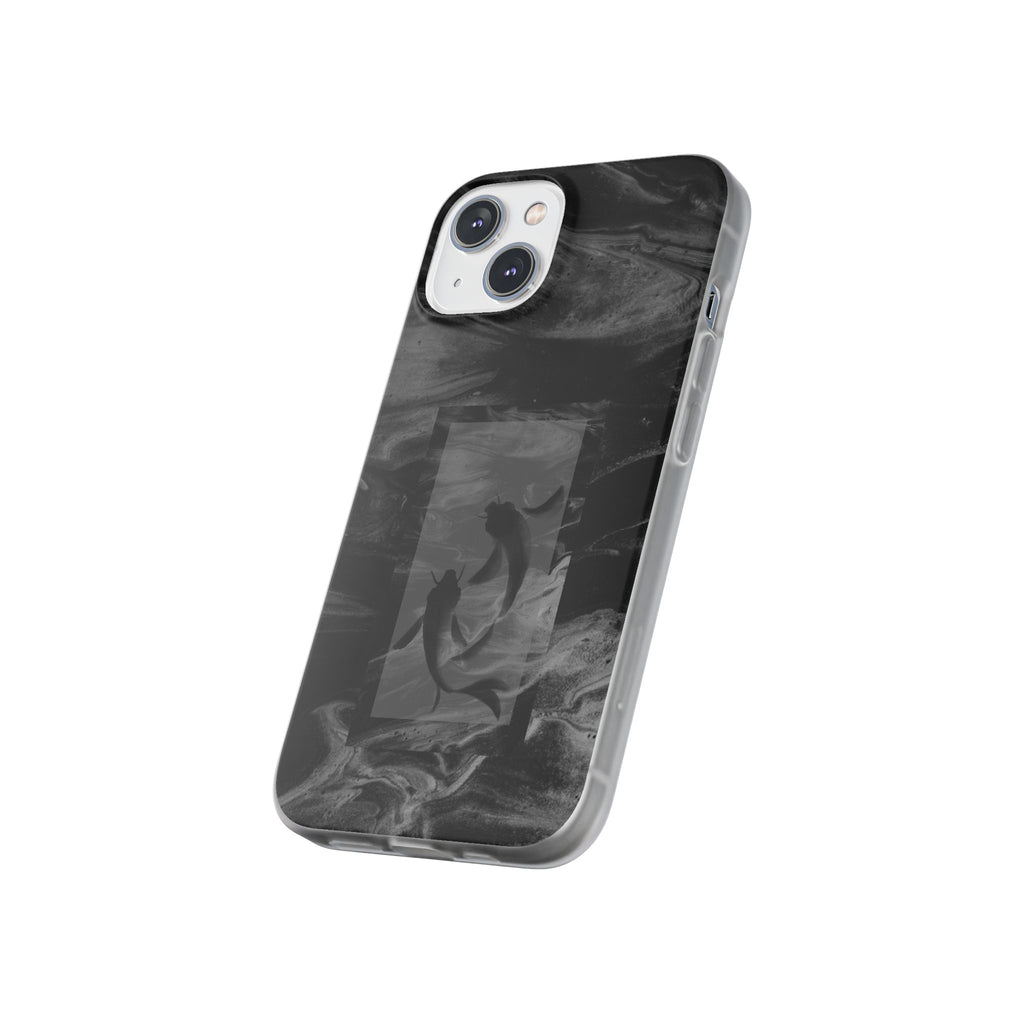 Black Koi Phone Case — Minimalist Monochrome Fish Design