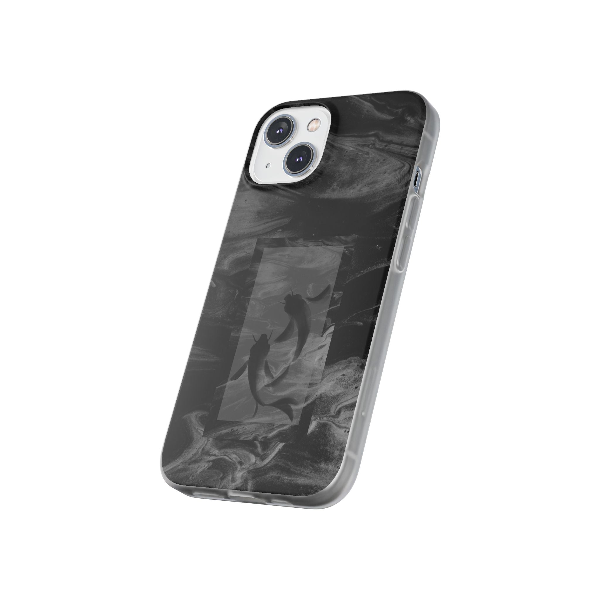 Black Koi Phone Case — Minimalist Monochrome Fish Design