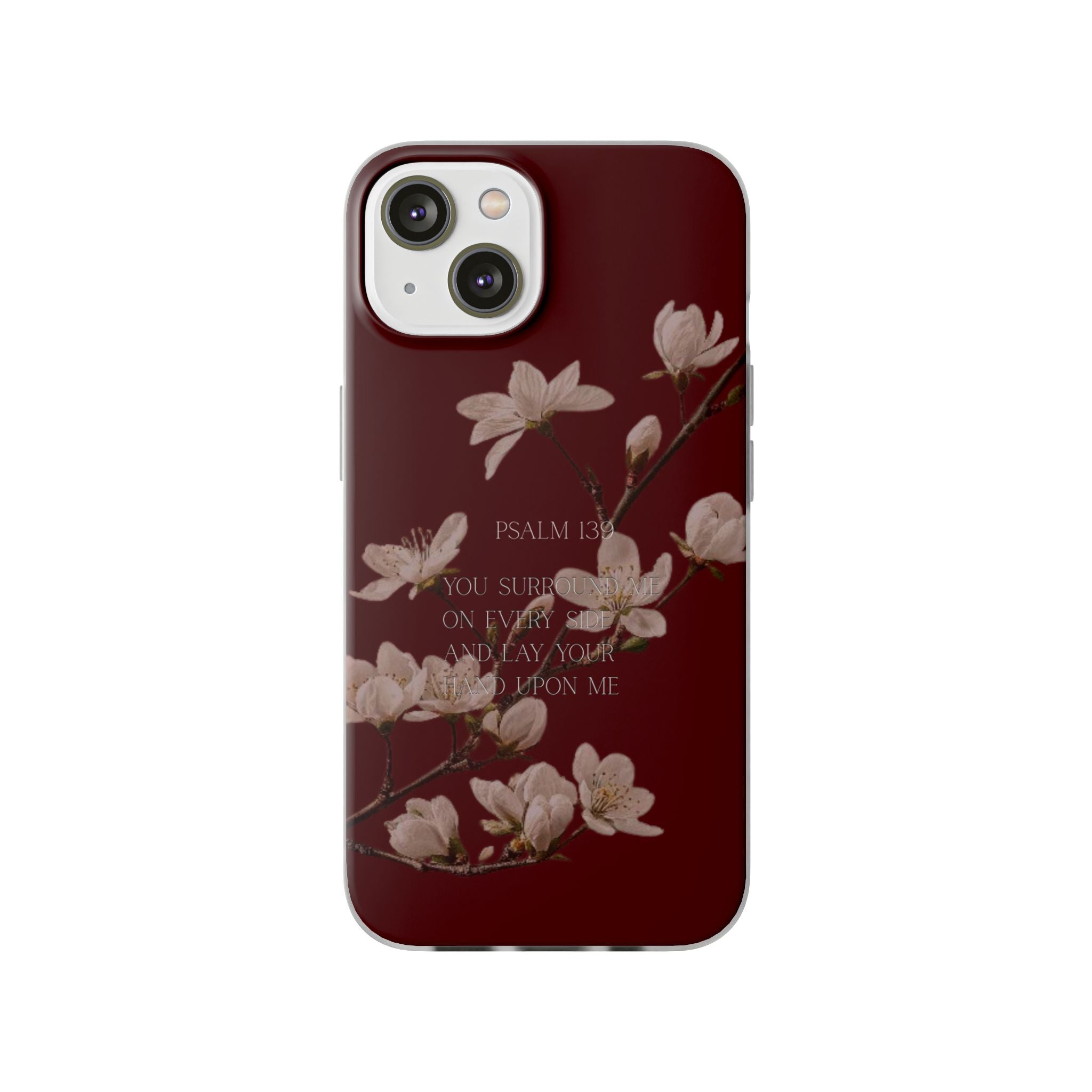 Floral Psalm Phone Case — Psalm 139 Scripture Cherry Blossom iPhone Cover