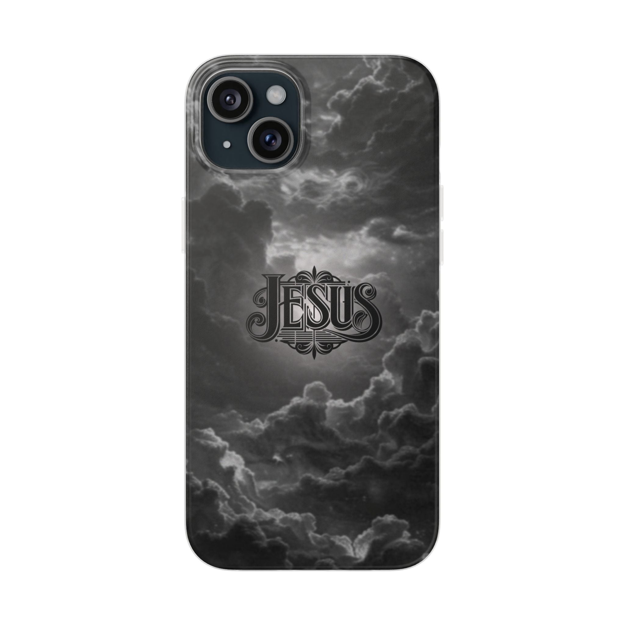 Jesus Cloud Phone Case — Faith-Inspired Flexi Case with 'Jesus' Script