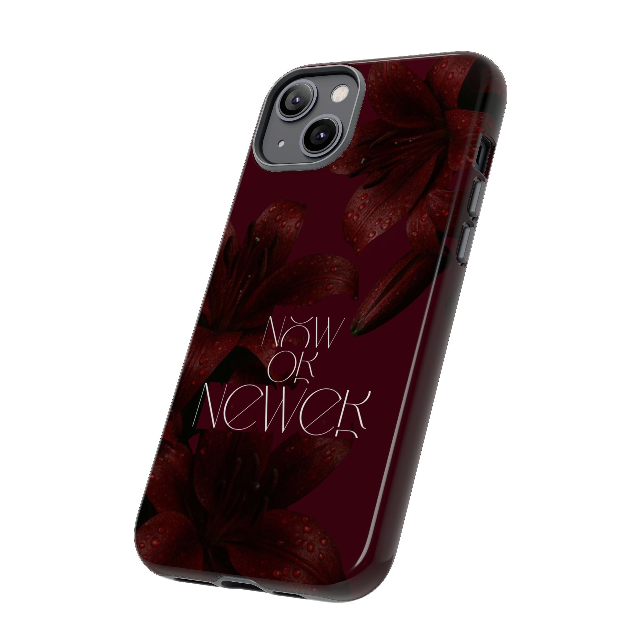 Tough Cases – Burgundy Floral “Now or Never” Protective Phone Case