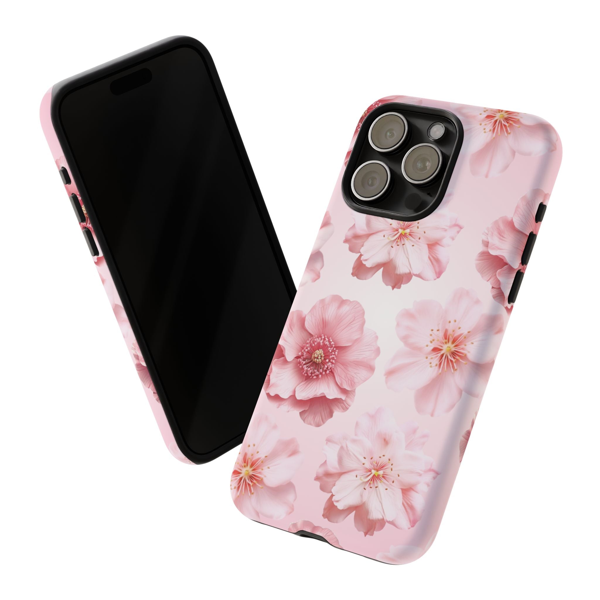 Pink Floral Tough Phone Case — Protective Sakura Blossom Design