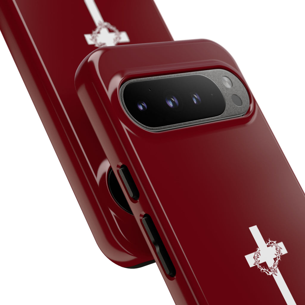 God's Plan — Christian Tough Phone Case | Cross Faith Burgundy Cover