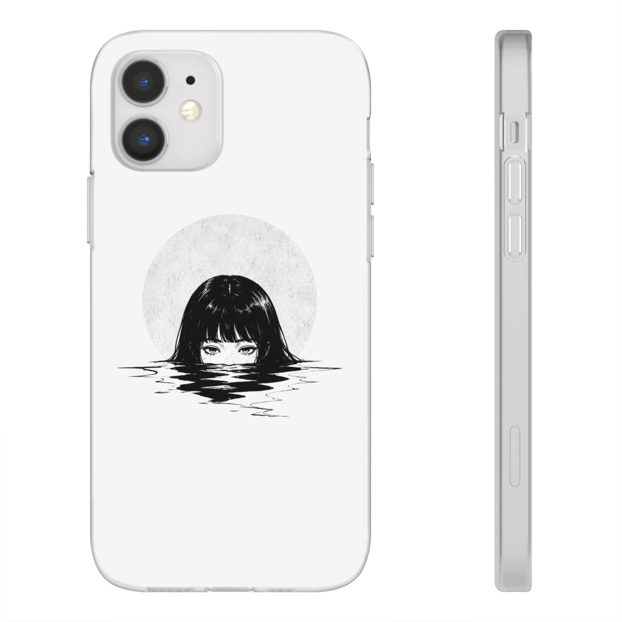 Minimalist Creepy Girl Moon Design