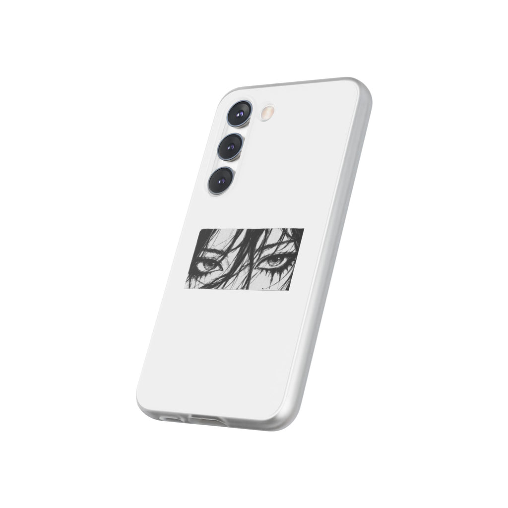 Anime Eyes Illustration Phone Case - Moody Black & White Flexi Case