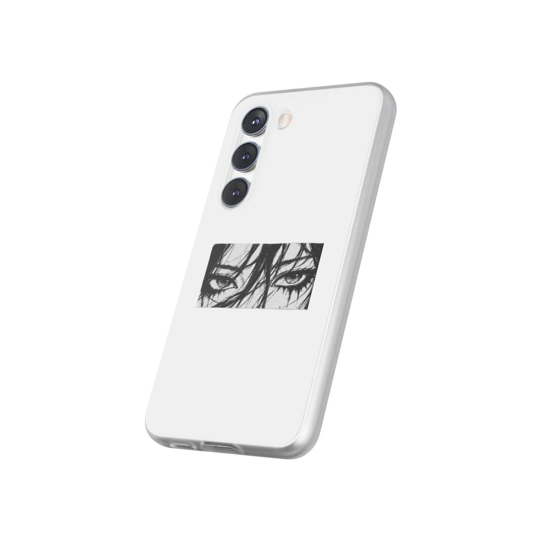 Anime Eyes Illustration Phone Case - Moody Black & White Flexi Case