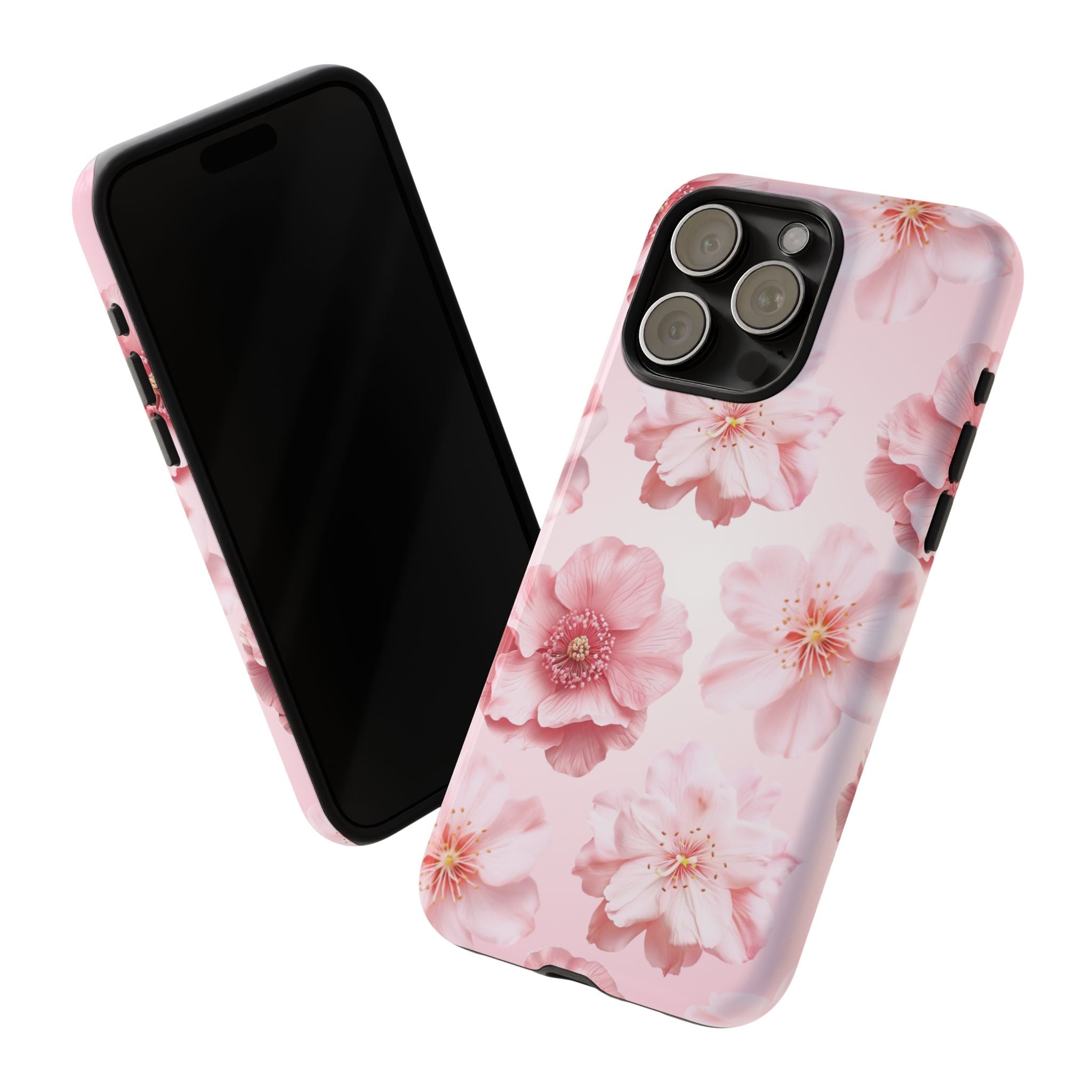 Pink Floral Tough Phone Case — Protective Sakura Blossom Design