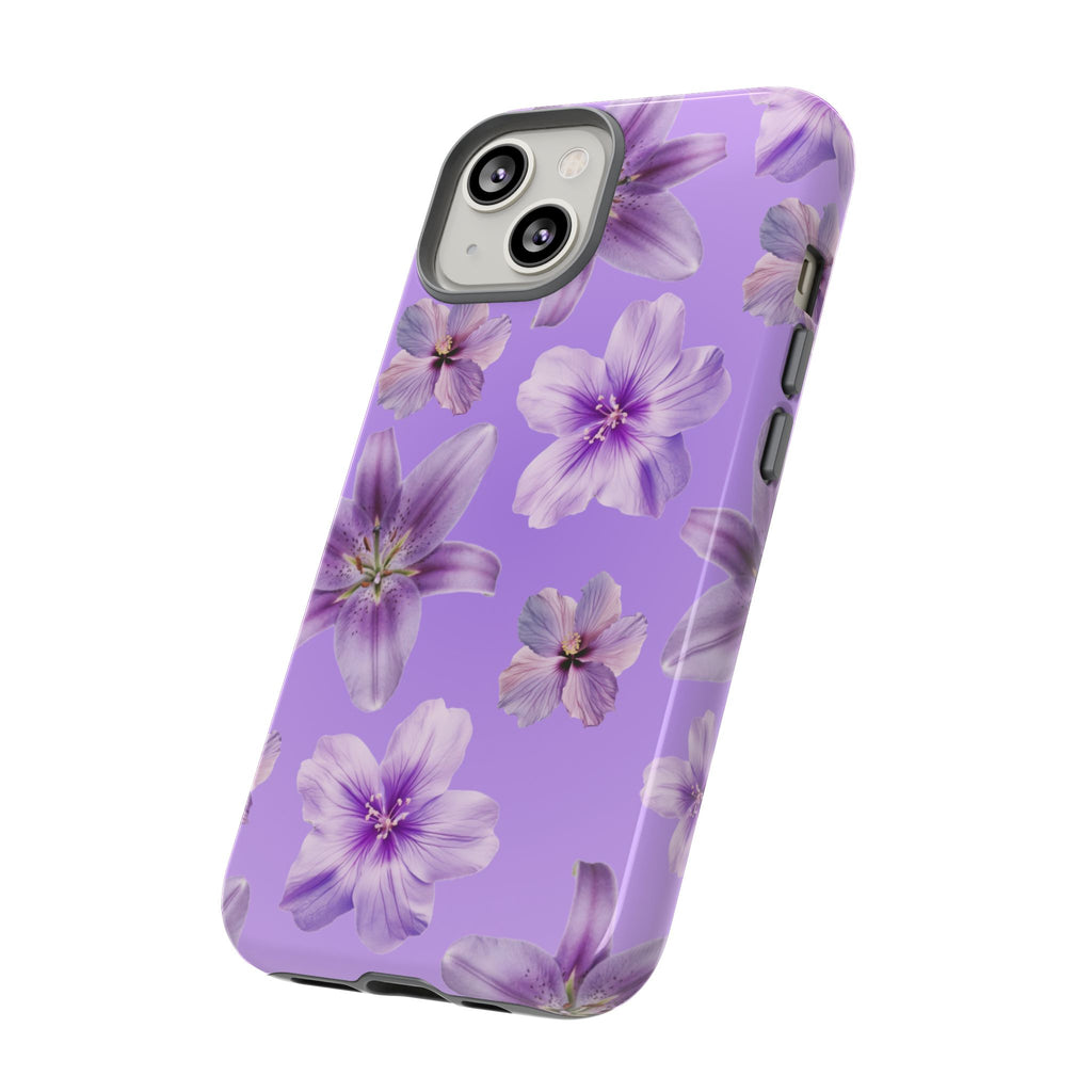 Floral Lavender Tough Phone Case – Purple Blossom Protective Cover