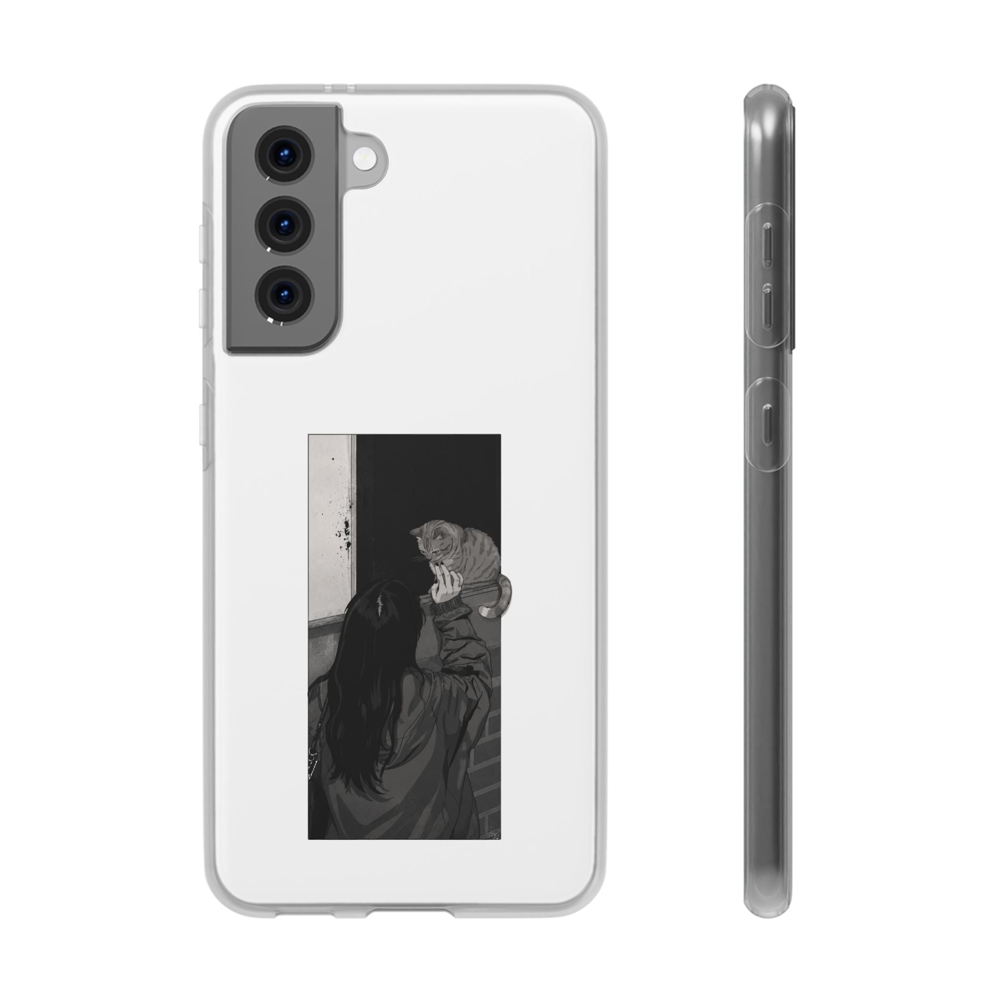 Black & White Cat Window Art Flexi Case