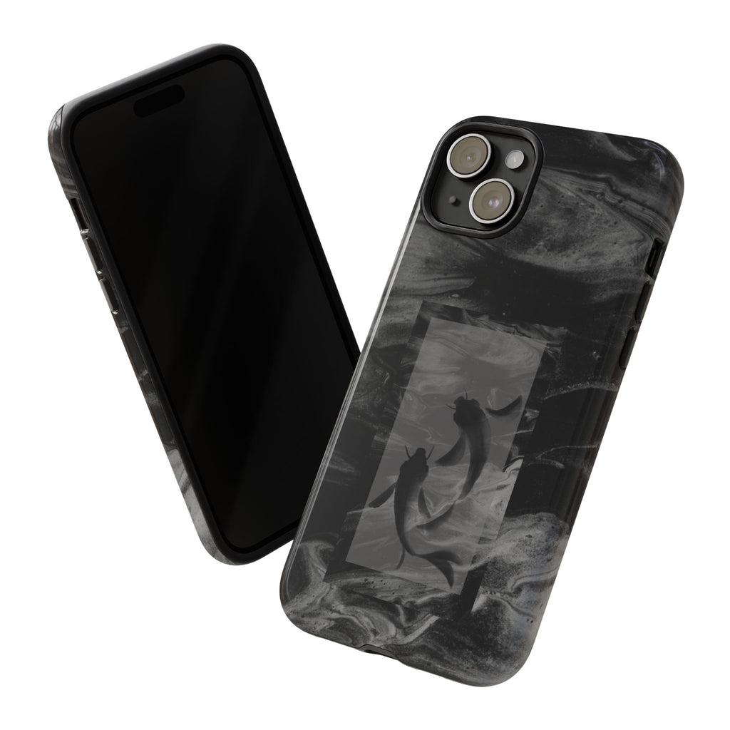 Koi Yin-Yang Marble Phone Case – Black Smoky Art Protection