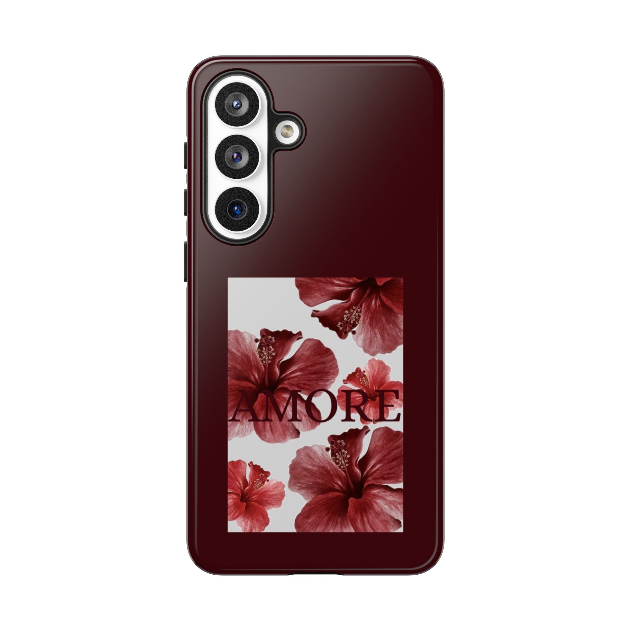 Amore Floral Phone Case — Burgundy Tough Protective Cover