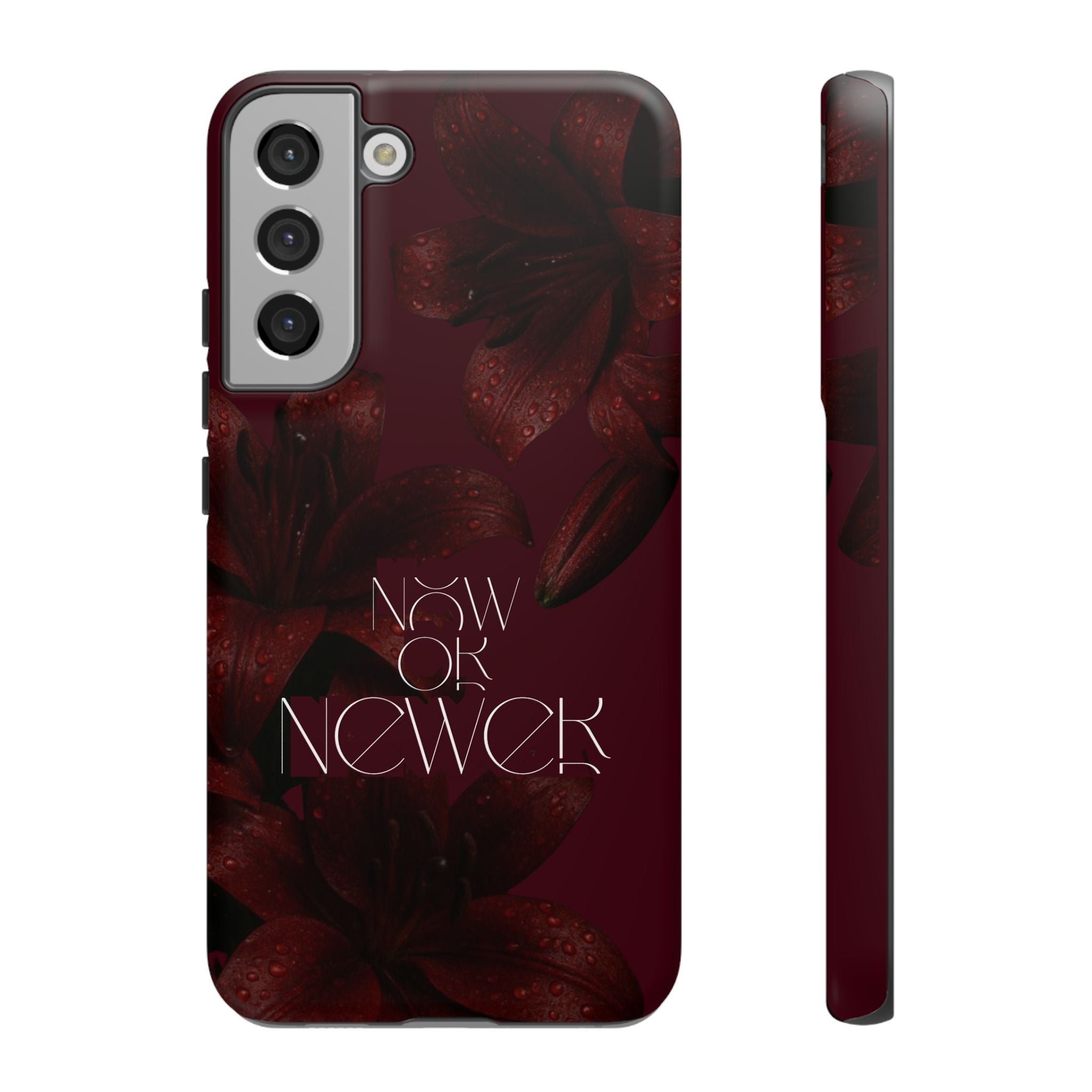 Tough Cases – Burgundy Floral “Now or Never” Protective Phone Case