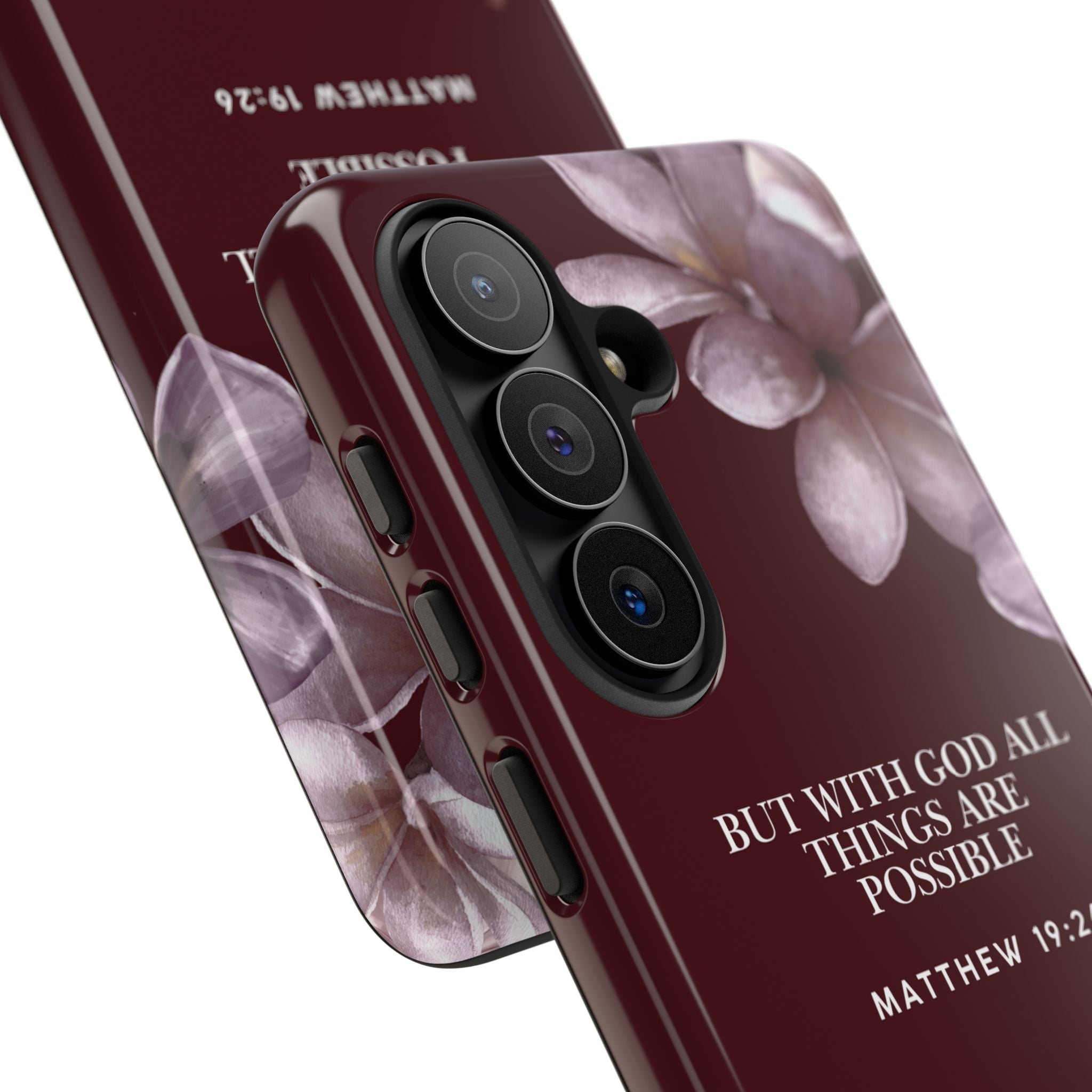 But With God All Things Are Possible — Floral Bible Verse Christian Tough Phone Case