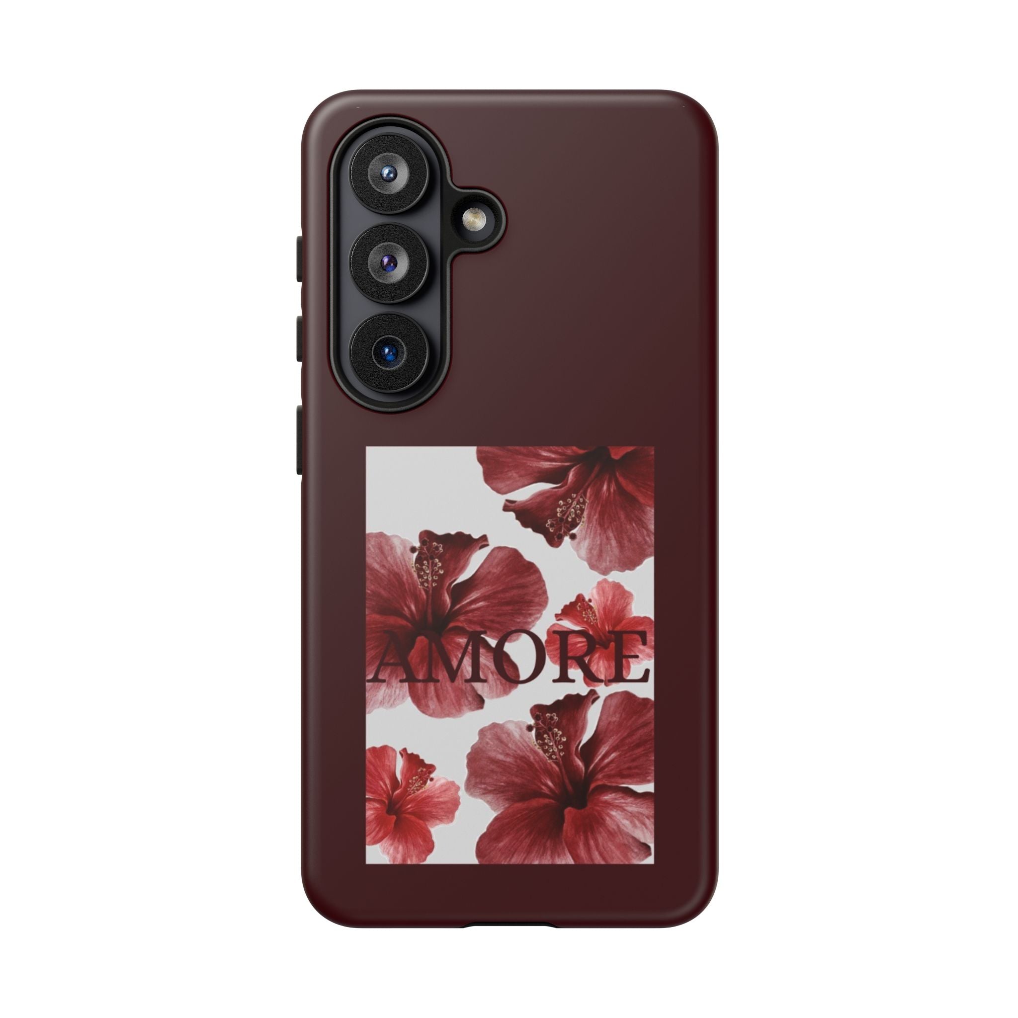 Amore Floral Phone Case — Burgundy Tough Protective Cover