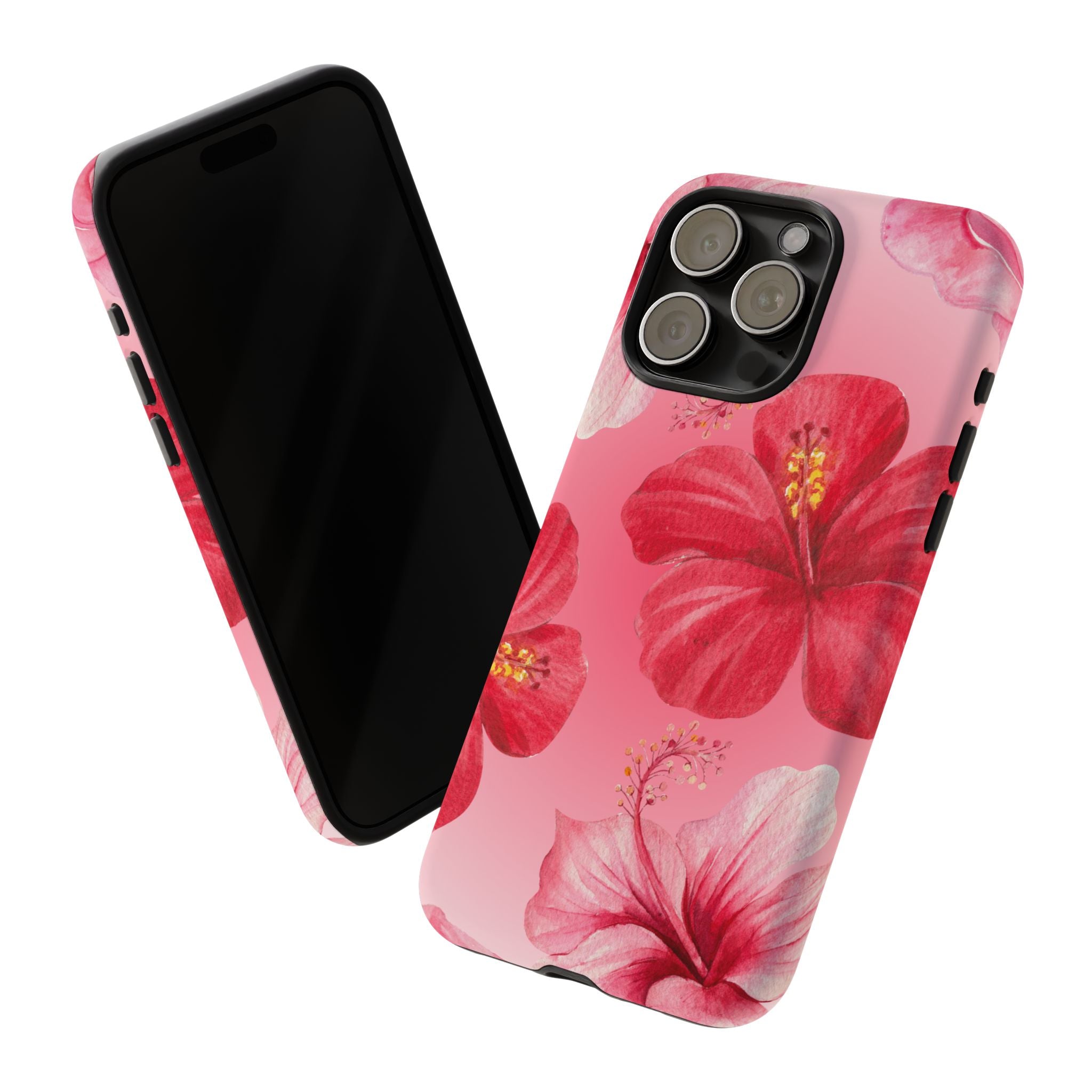 Hibiscus Pink Tough Phone Case — Floral Tropical Protective Cover