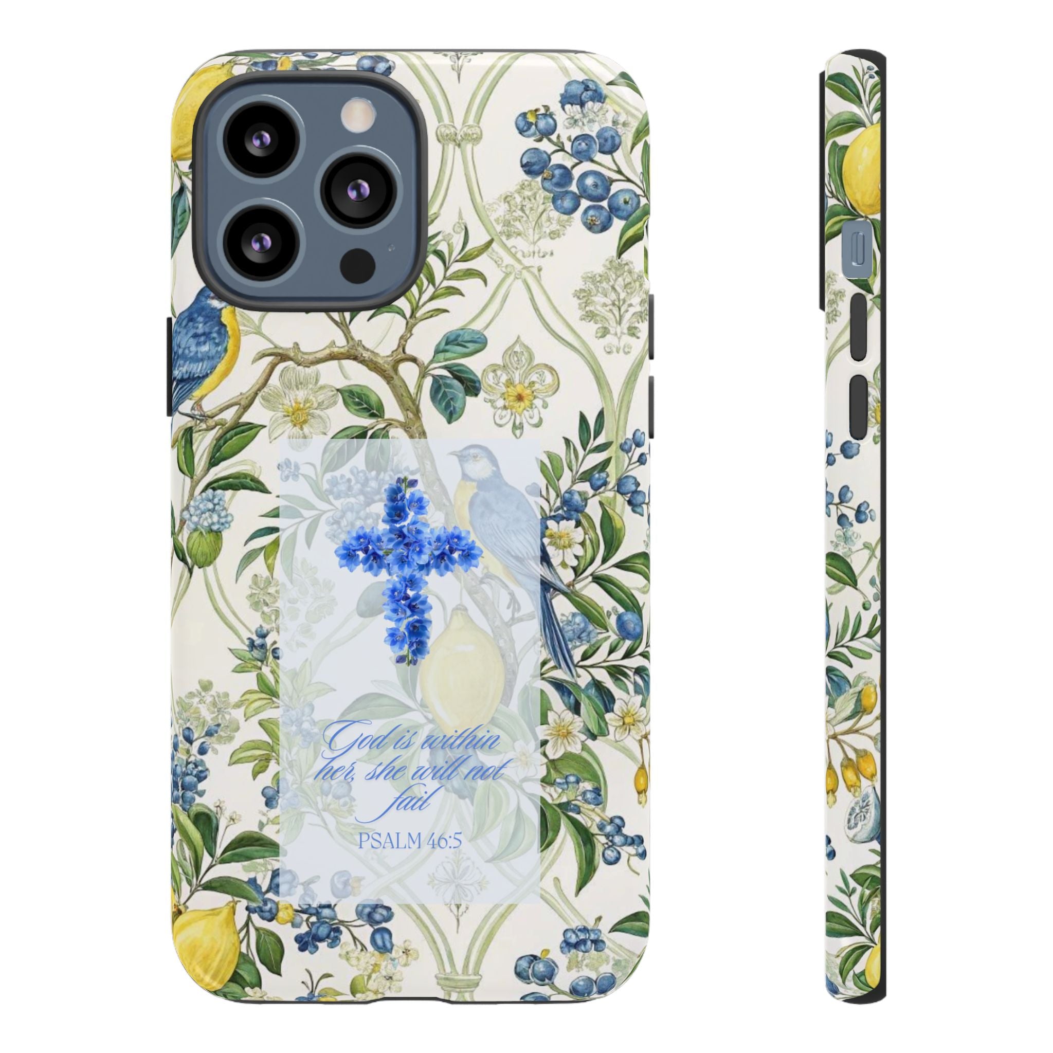 Floral Cross Tough Phone Case — Psalms Blessing Protective Cover