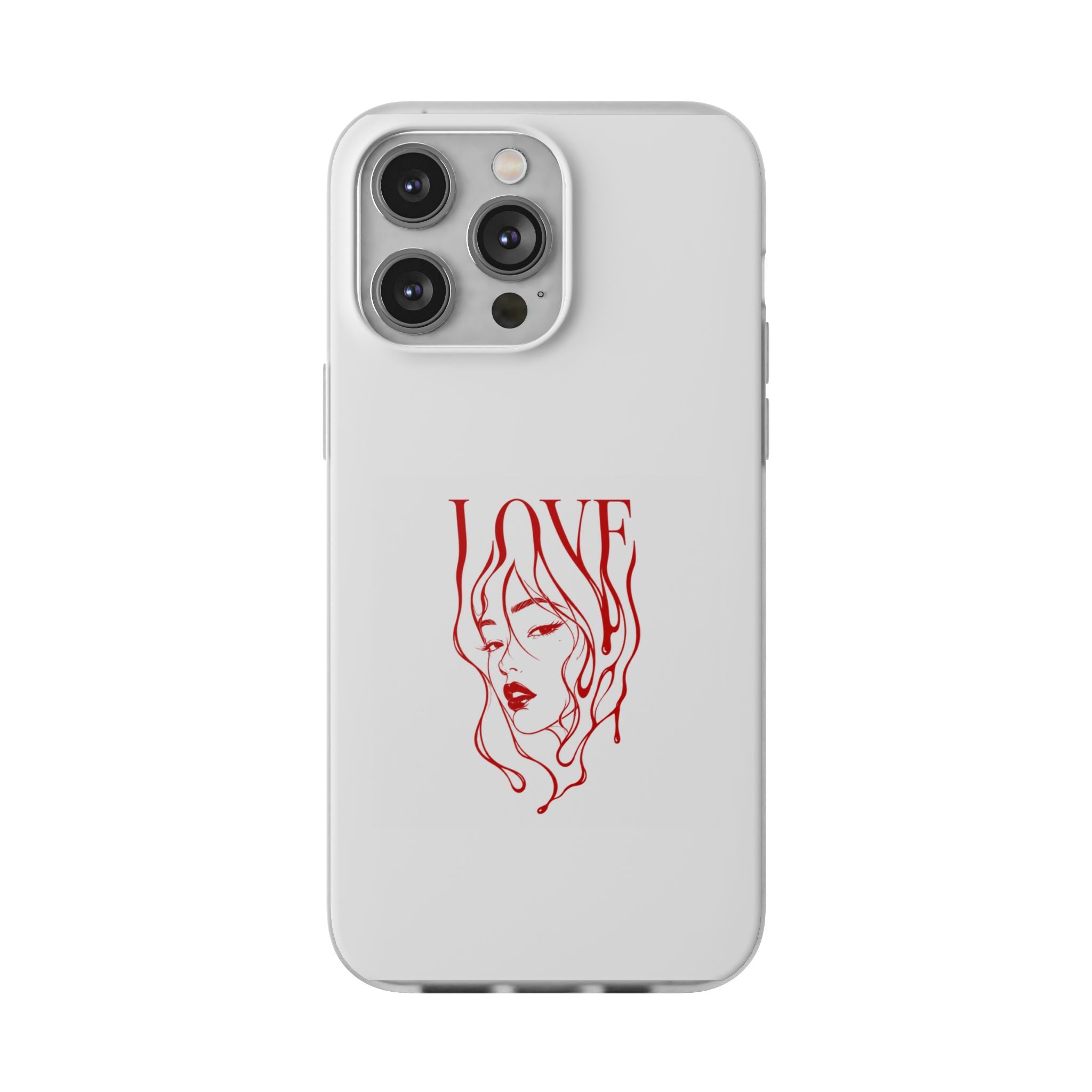 Red Line Art 'LOVE'  Face Design - Flexi Case