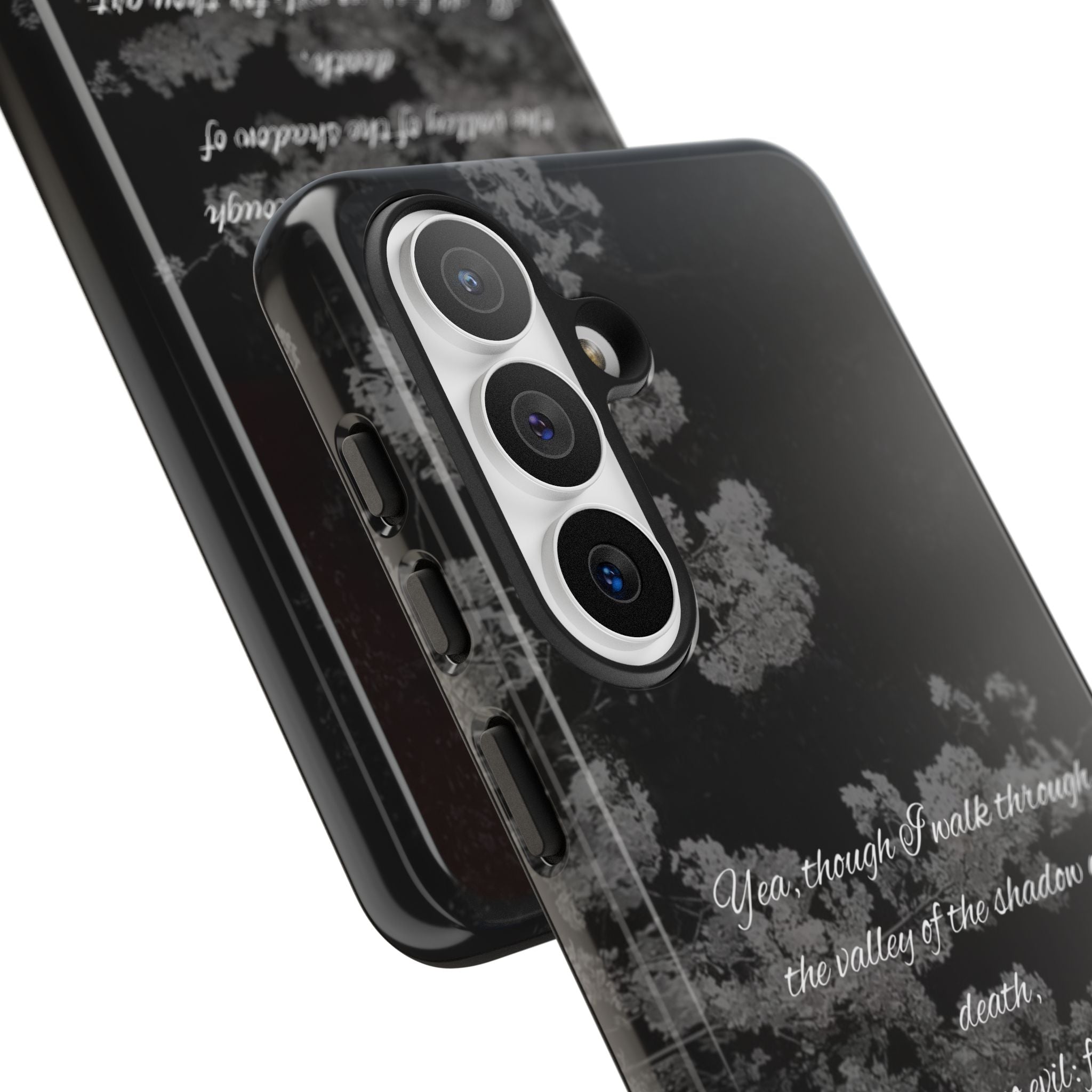 Bible Verse Phone Case — Psalm 23:4 Comfort Black Protective Cover
