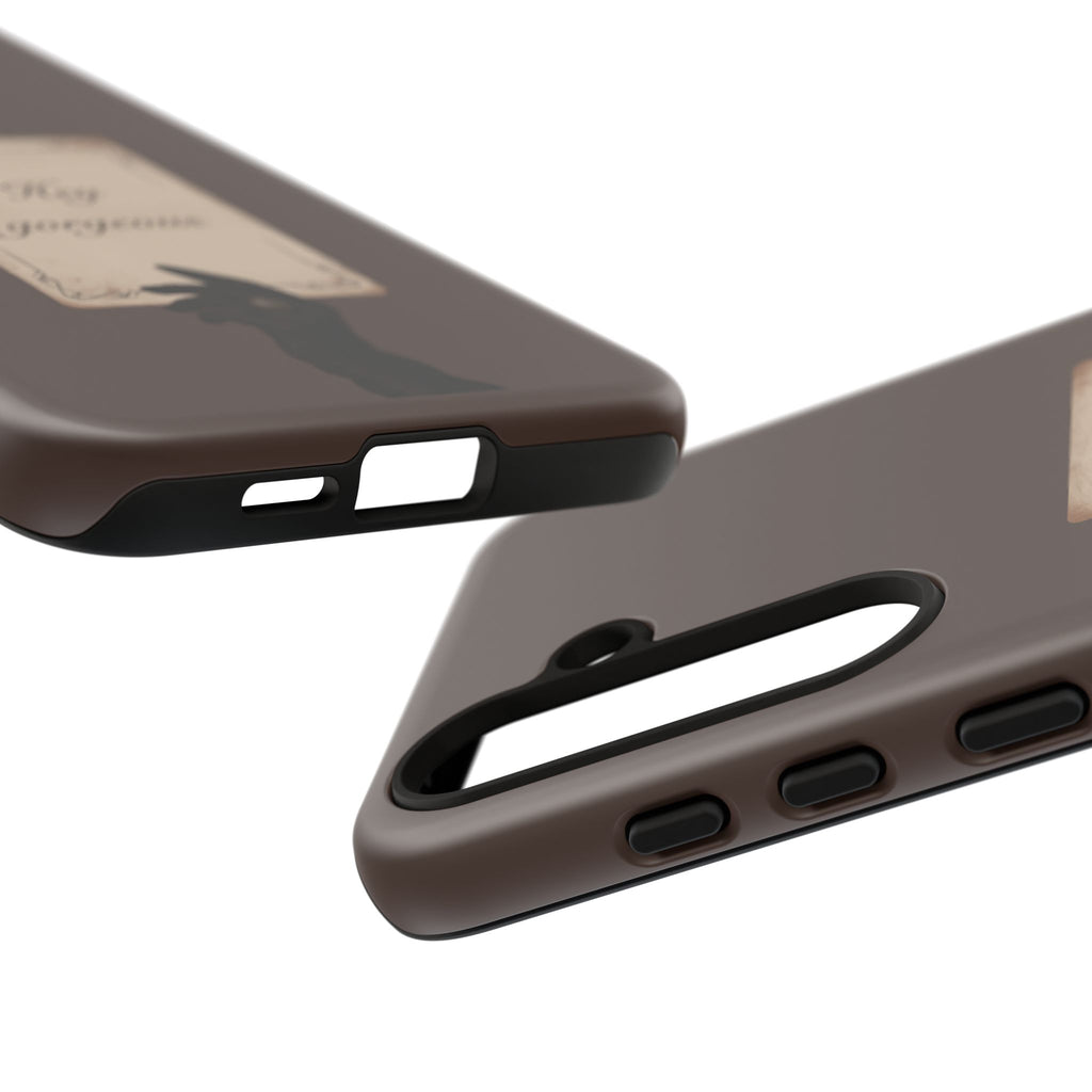Hey Gorgeous Phone Case — Brown Lip Print & Shadow Hand Protective Cover
