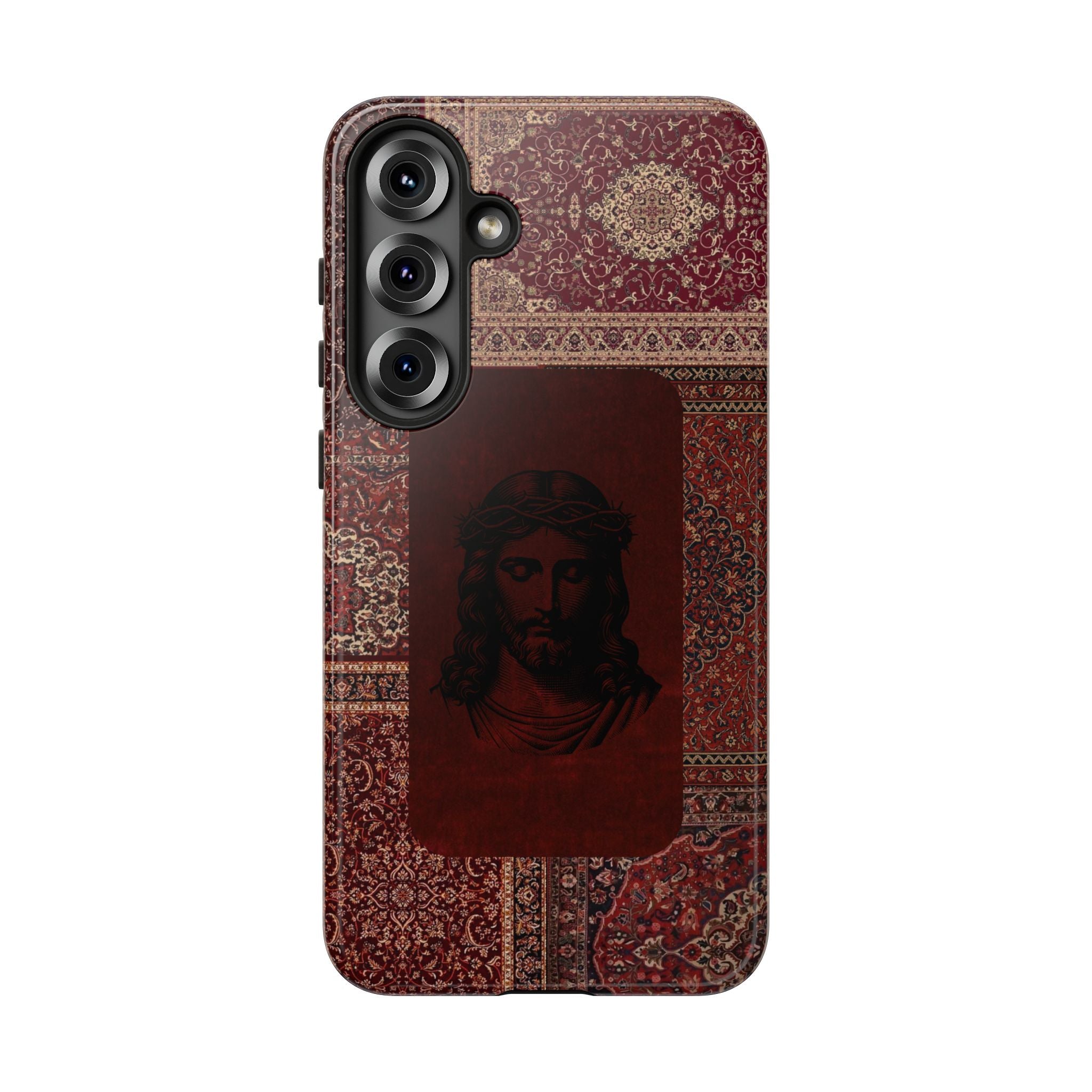 Religious Vintage Rug Phone Case — Jesus Portrait Tough Case