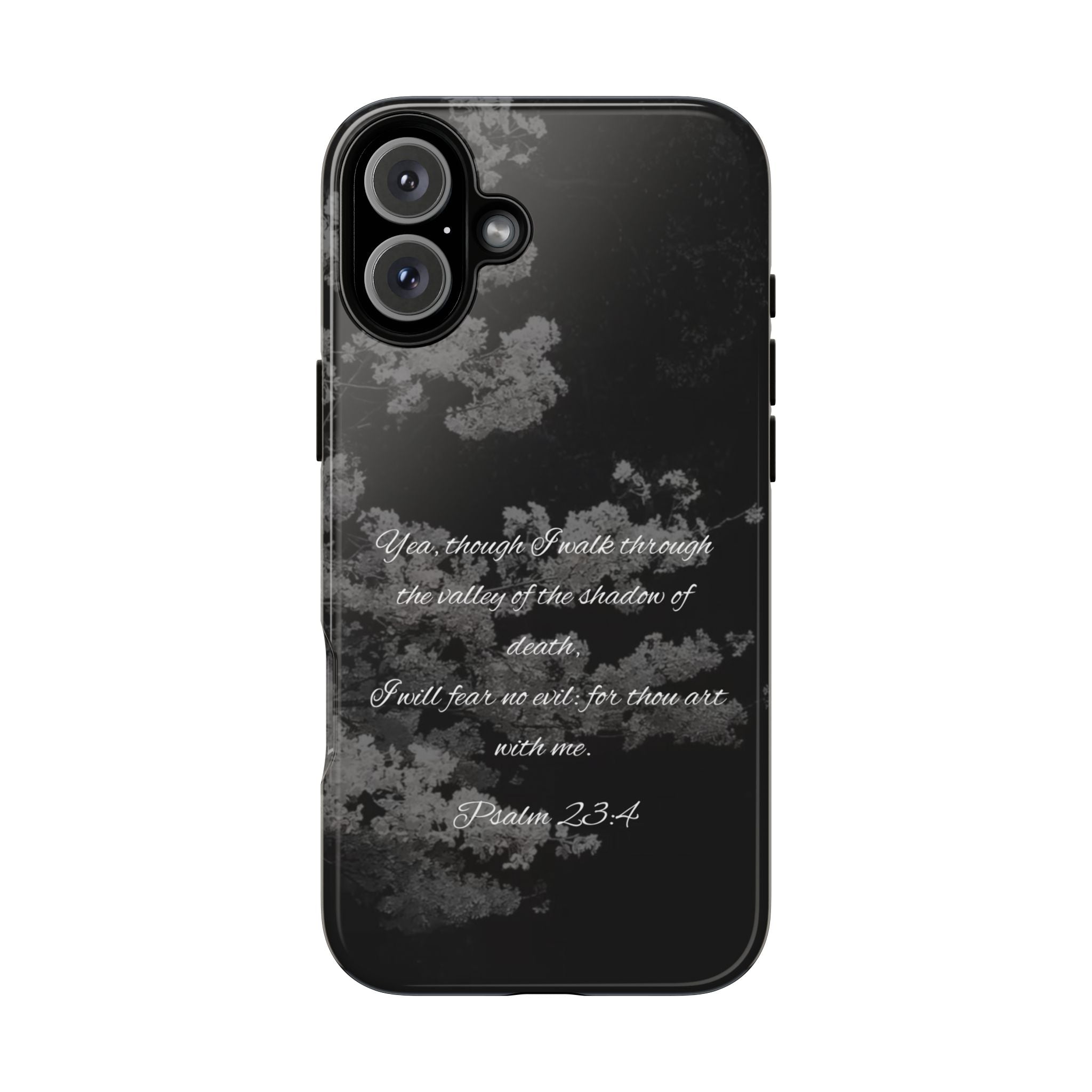 Bible Verse Phone Case — Psalm 23:4 Comfort Black Protective Cover