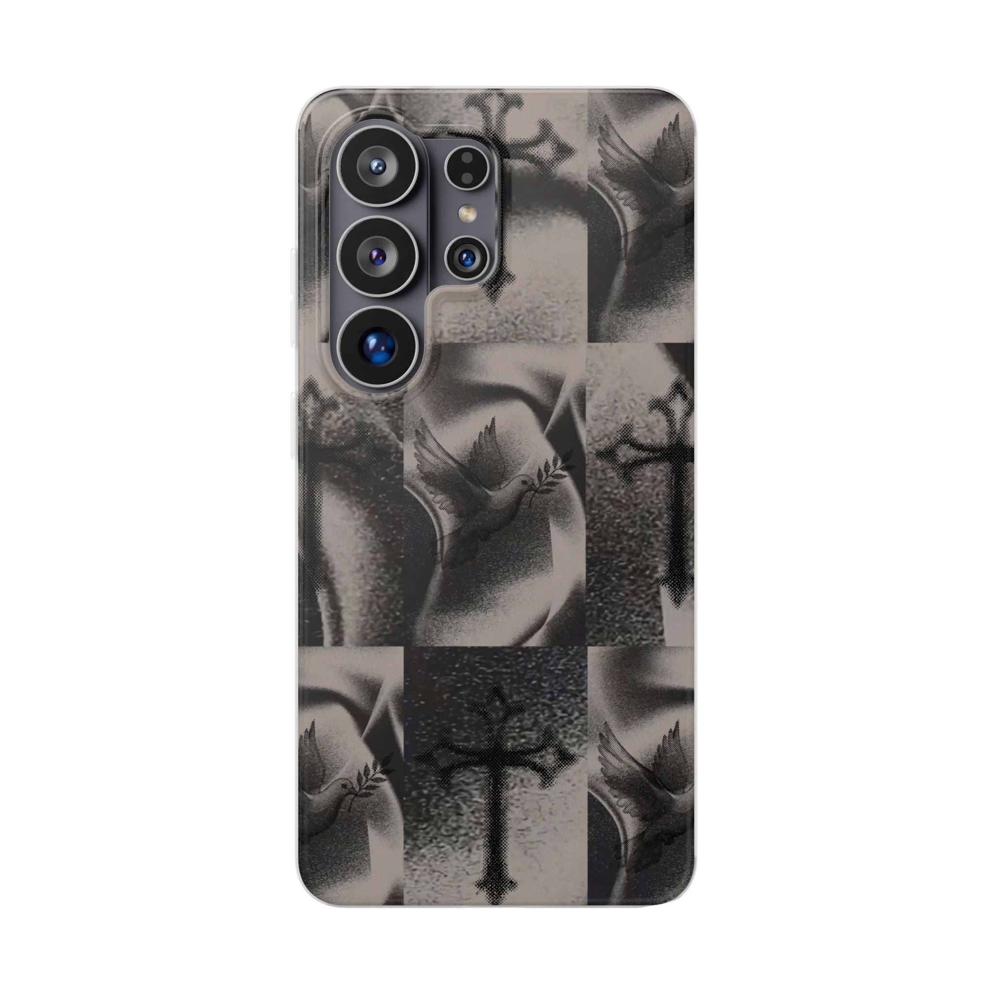Phone Case — Dove & Cross Checkerboard Design