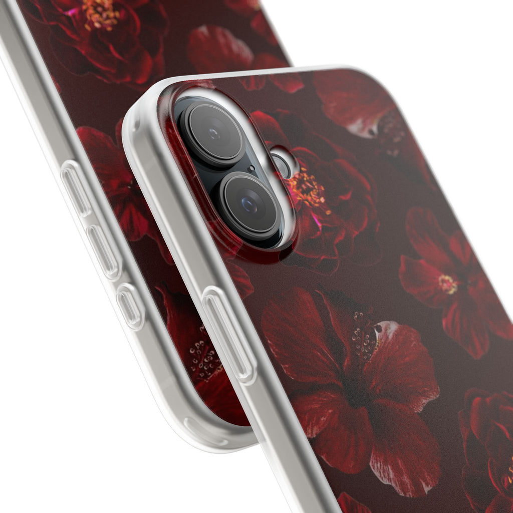 Red Floral Flexi Case — Dark Rose Phone Case