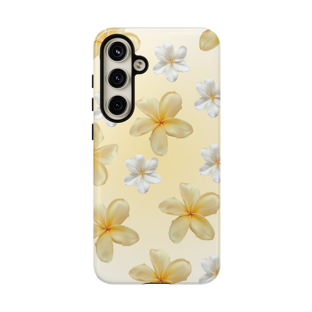 Plumeria Floral Tough Phone Case — Yellow Tropical Protection