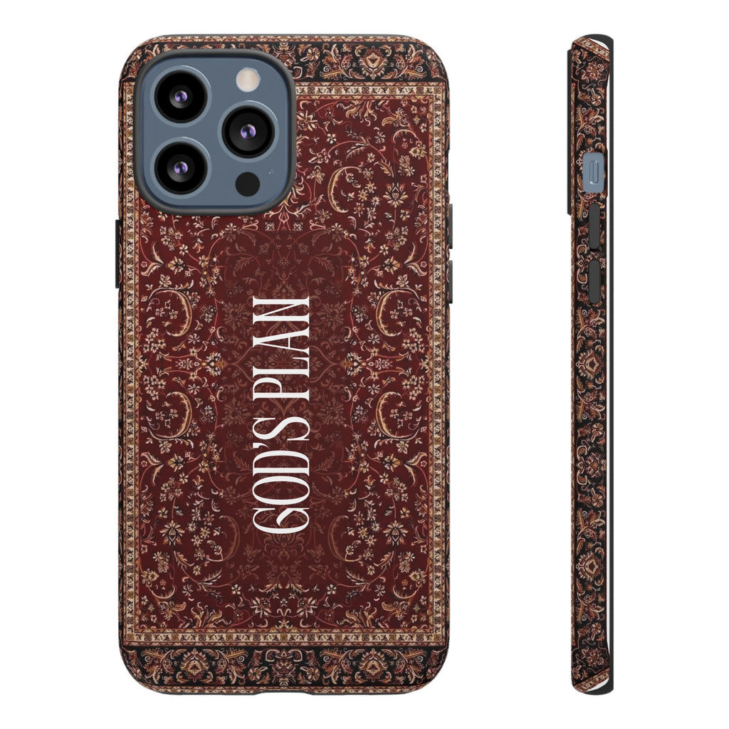 God's Plan — Vintage Tapestry Christian Tough Phone Case | Boho Faith Cover