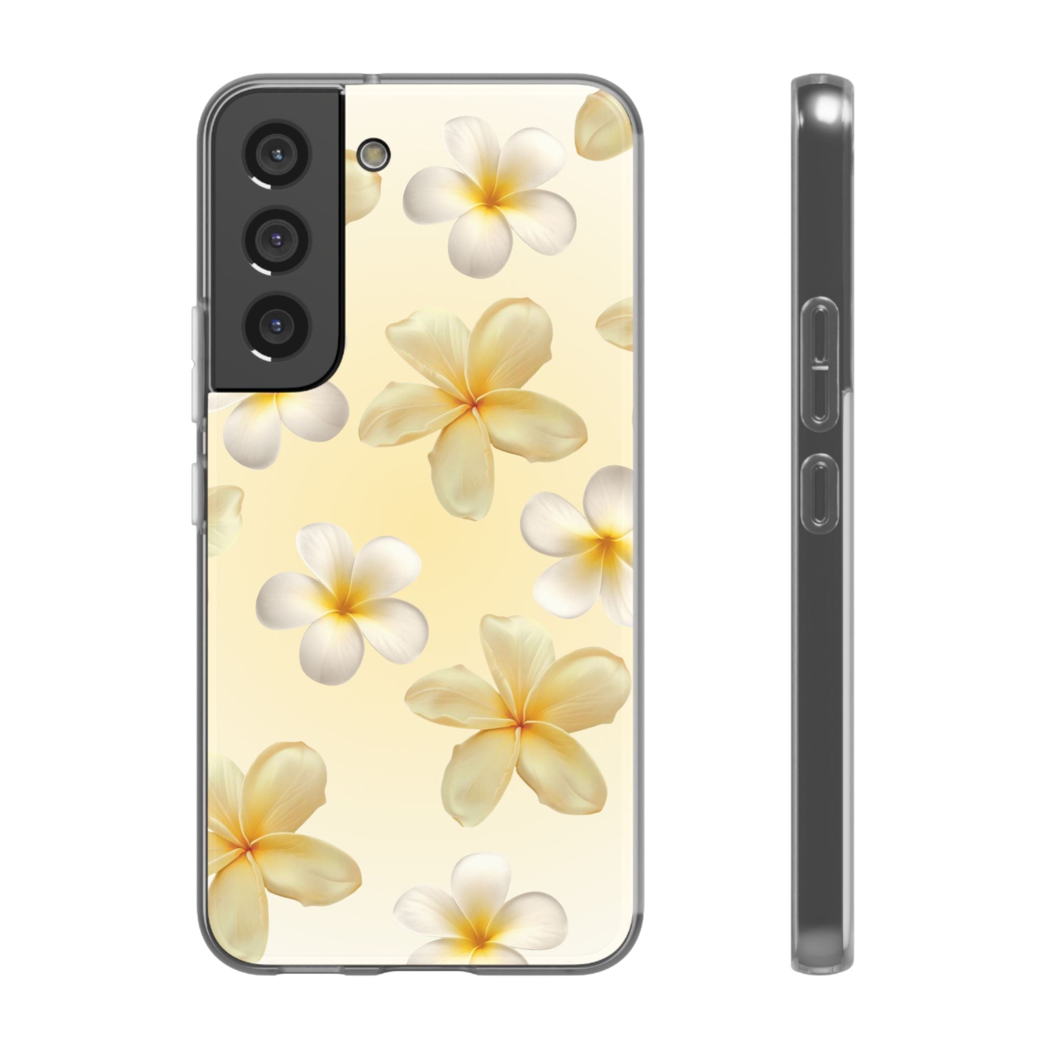 Plumeria Floral Flexi Phone Case — Tropical Yellow Flower Protective Cover