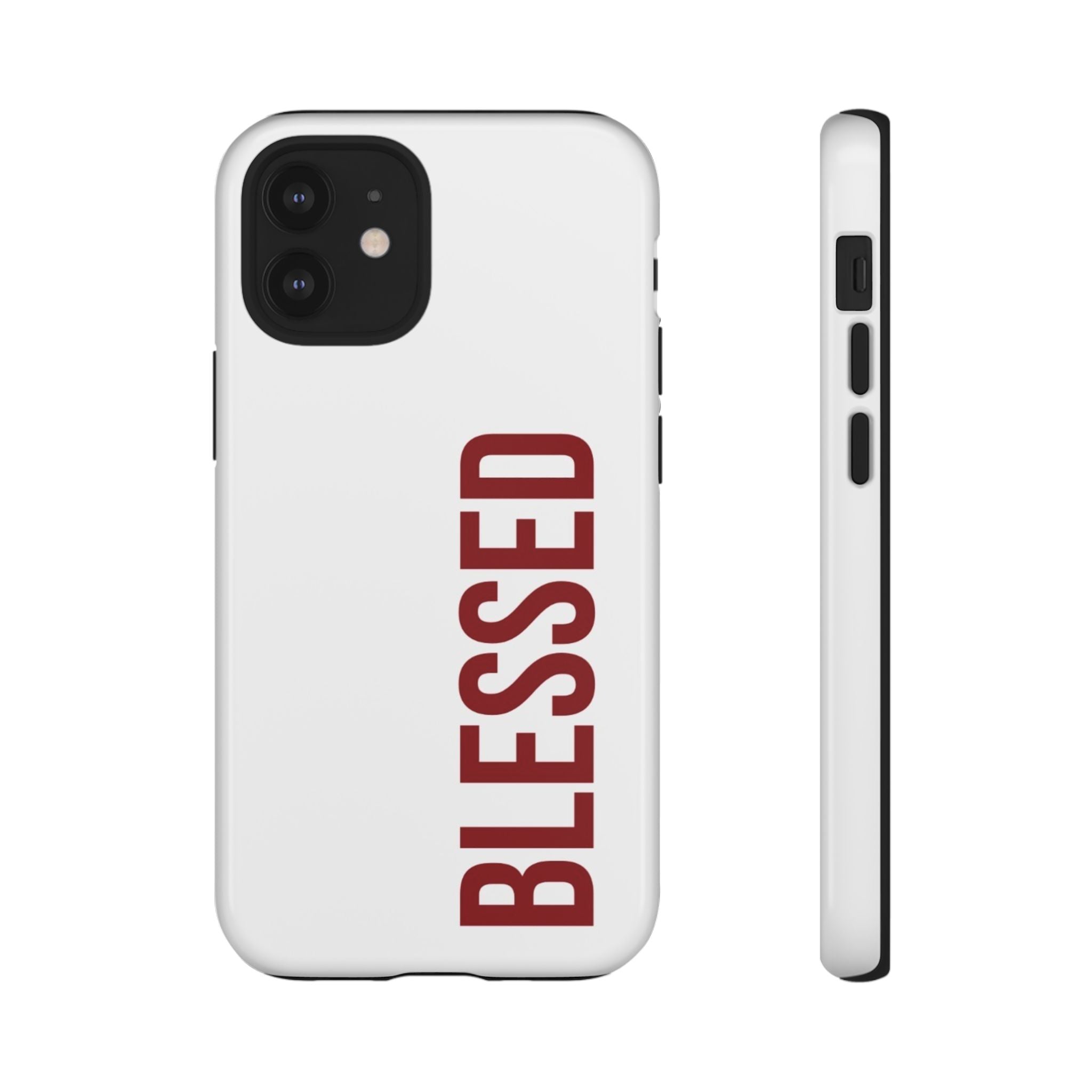 Blessed Vertical Phone Case — Protective Slim iPhone Cover with Red 'BLESSED' Text