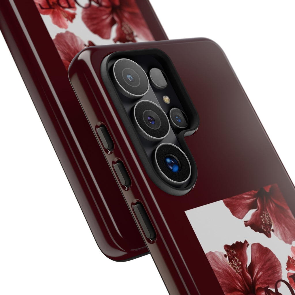 Amore Floral Phone Case — Burgundy Tough Protective Cover