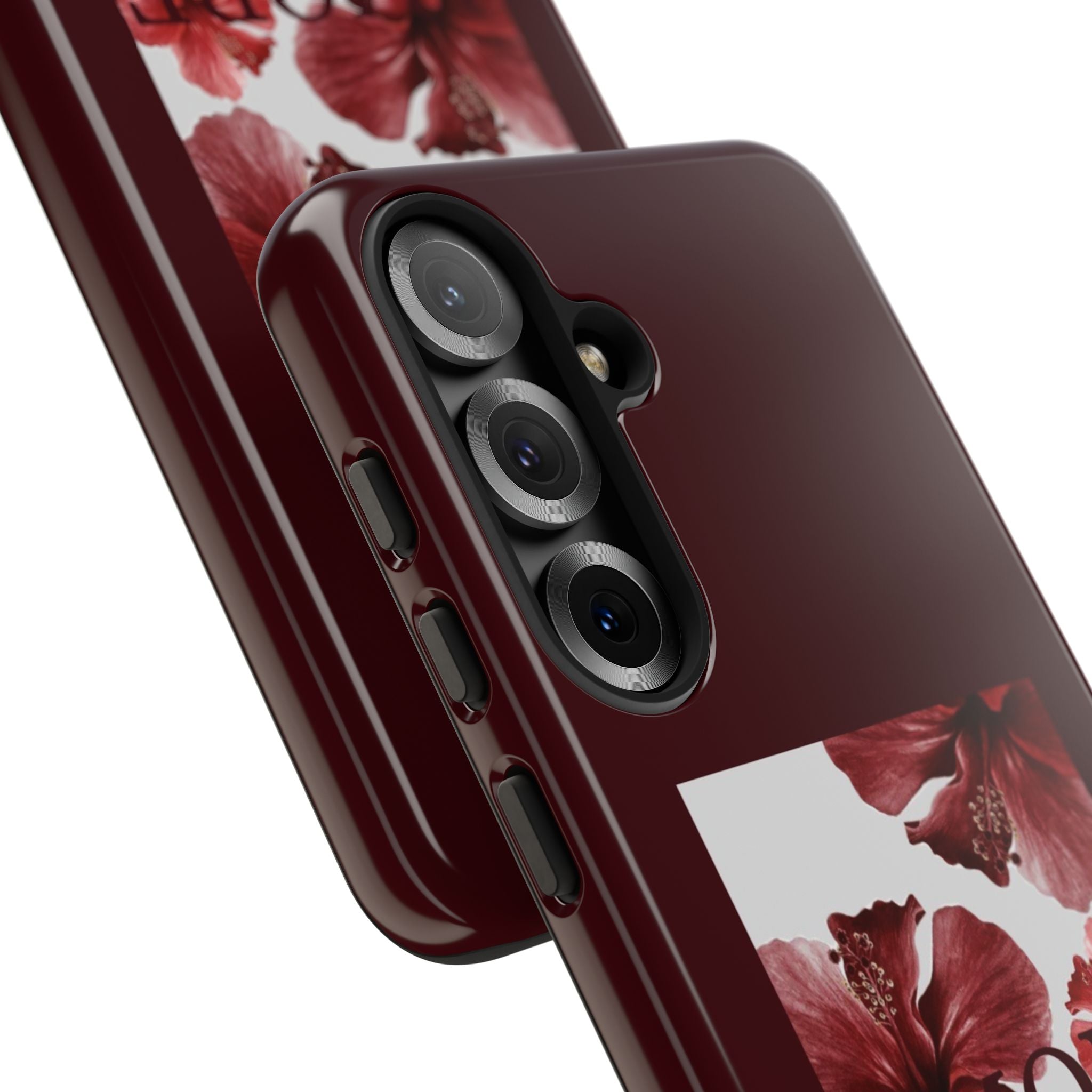 Amore Floral Phone Case — Burgundy Tough Protective Cover