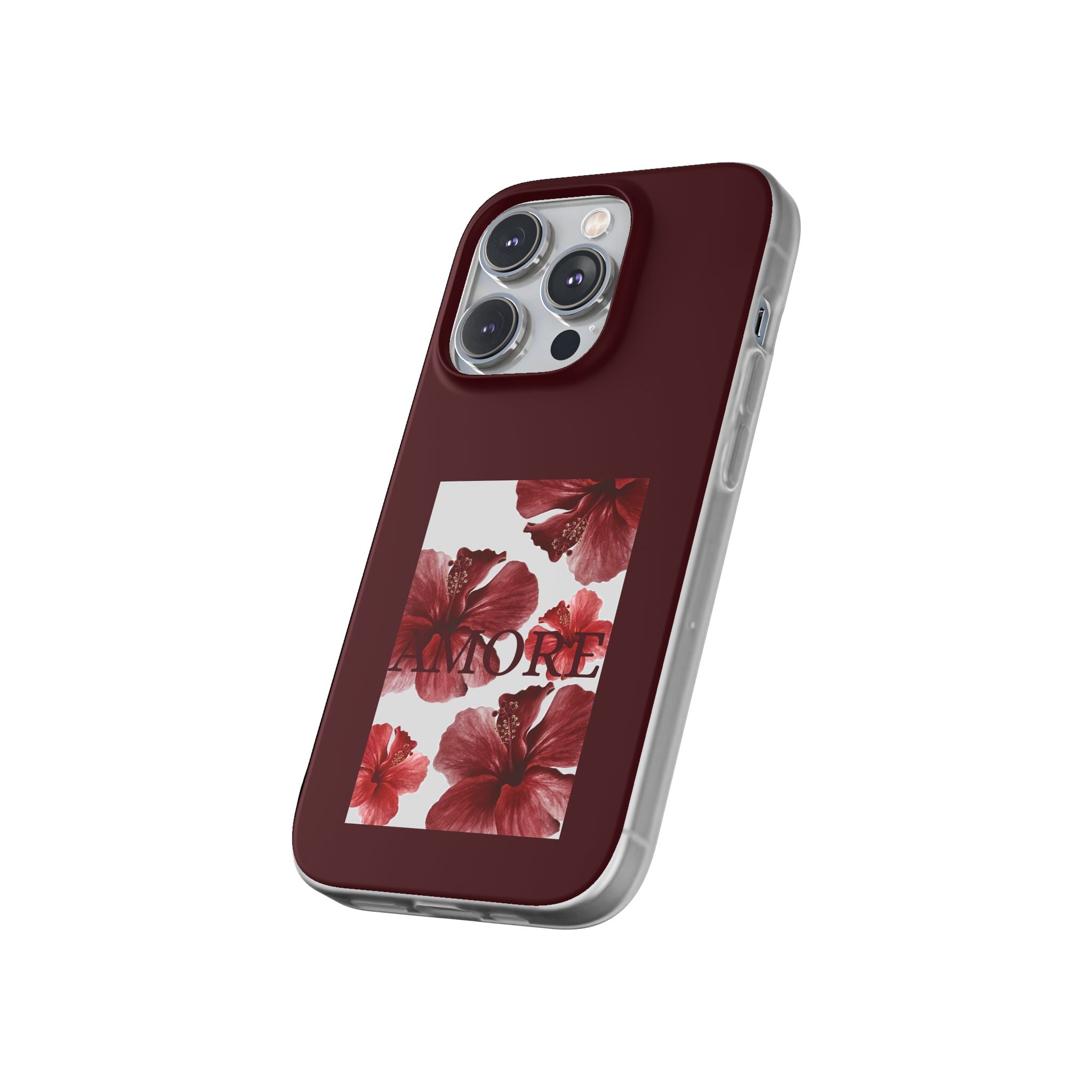 Floral Amore Phone Case — Burgundy Hibiscus Flexible Protection