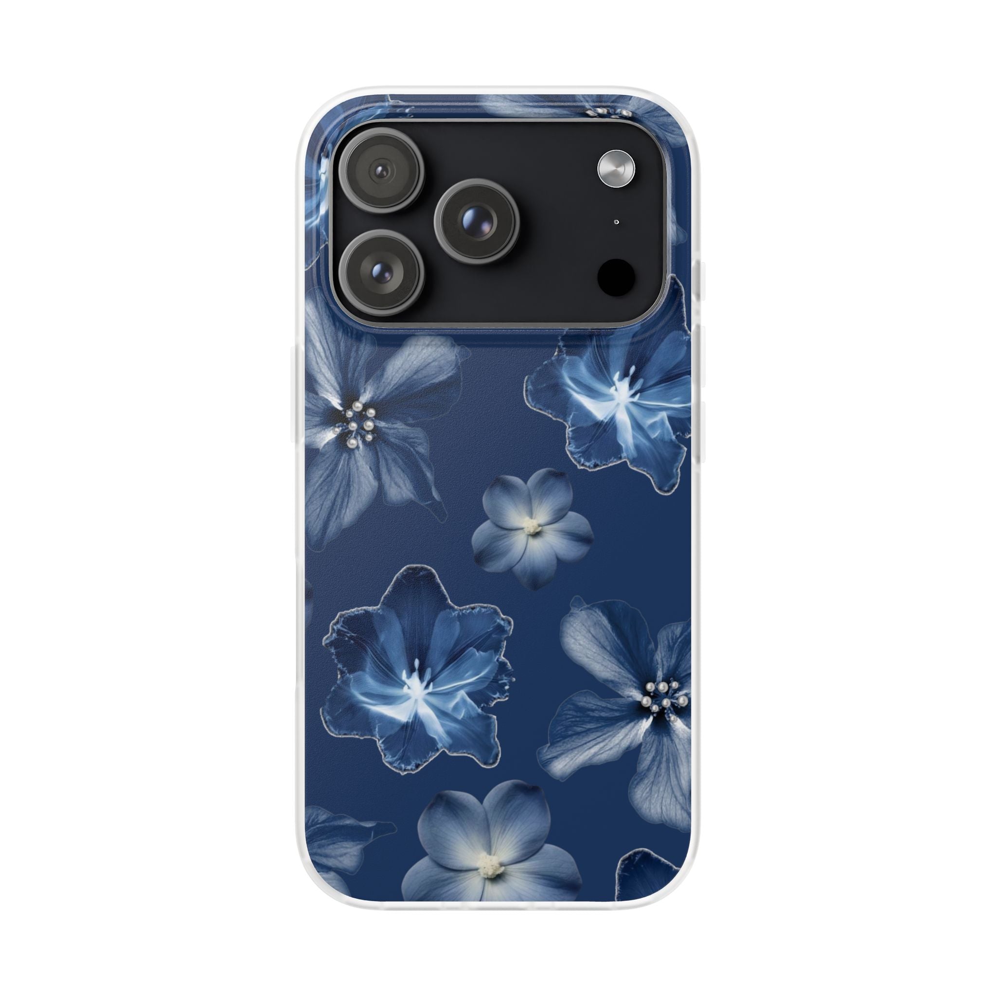 Floral Blue Phone Case — Navy Watercolor Blossom Flexi Case