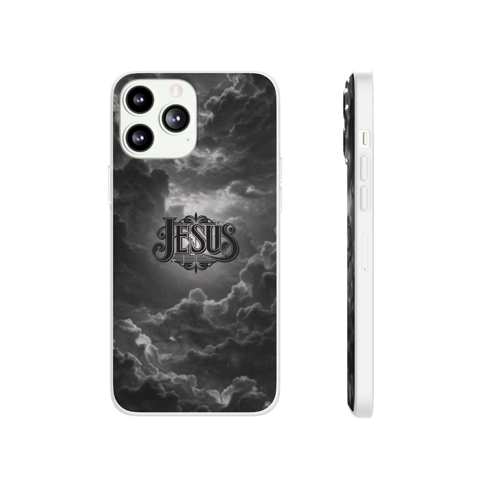 Jesus Cloud Phone Case — Faith-Inspired Flexi Case with 'Jesus' Script