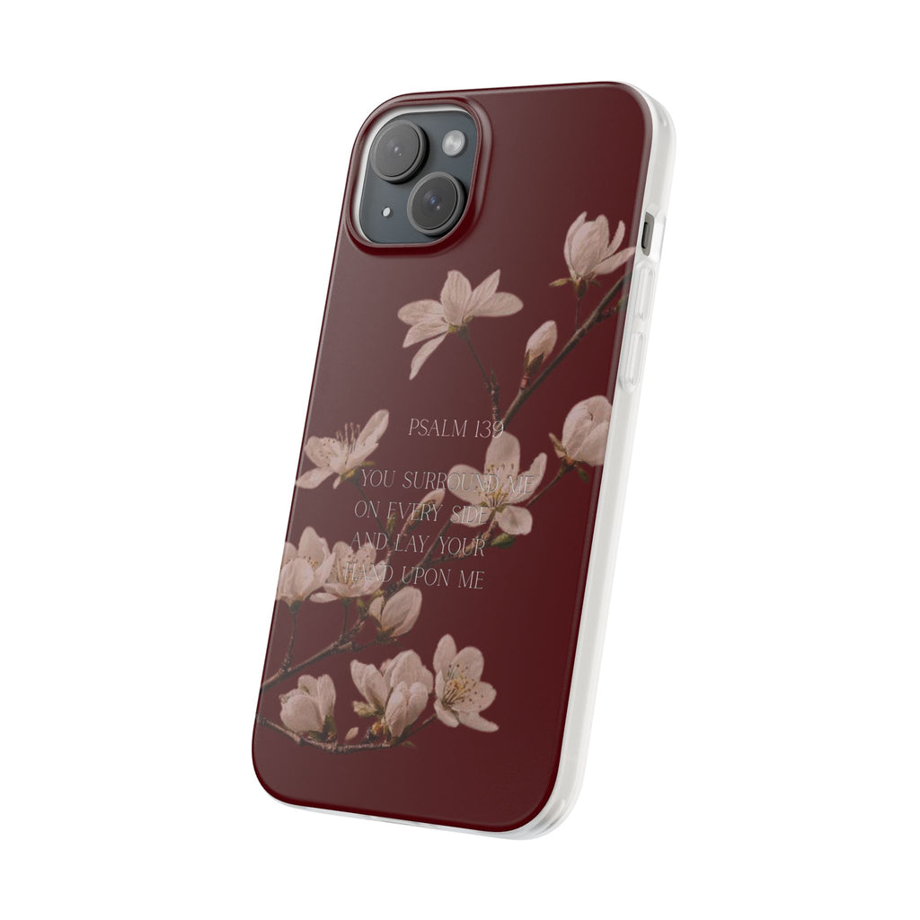 Floral Psalm Phone Case — Psalm 139 Scripture Cherry Blossom iPhone Cover