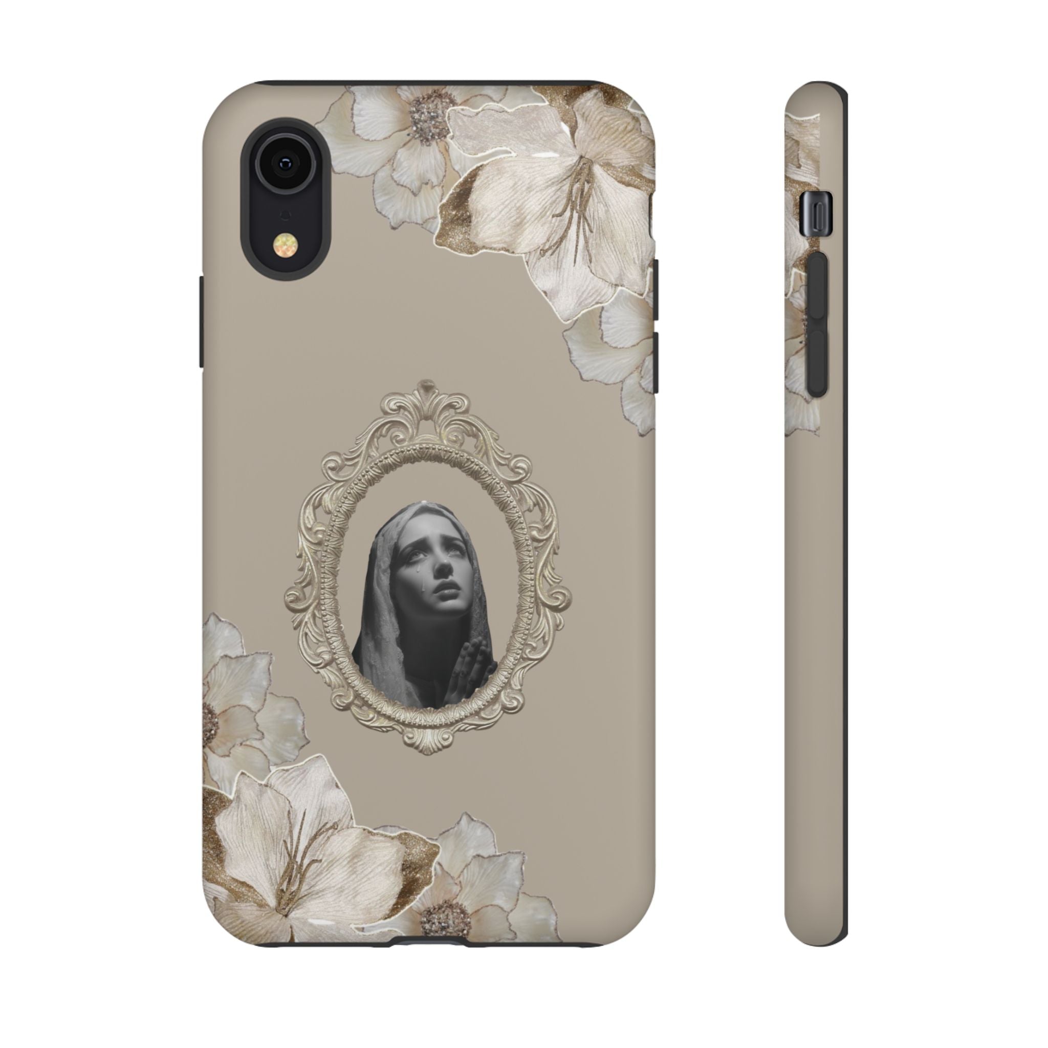 Vintage Floral Phone Case with Sacred Madonna Portrait