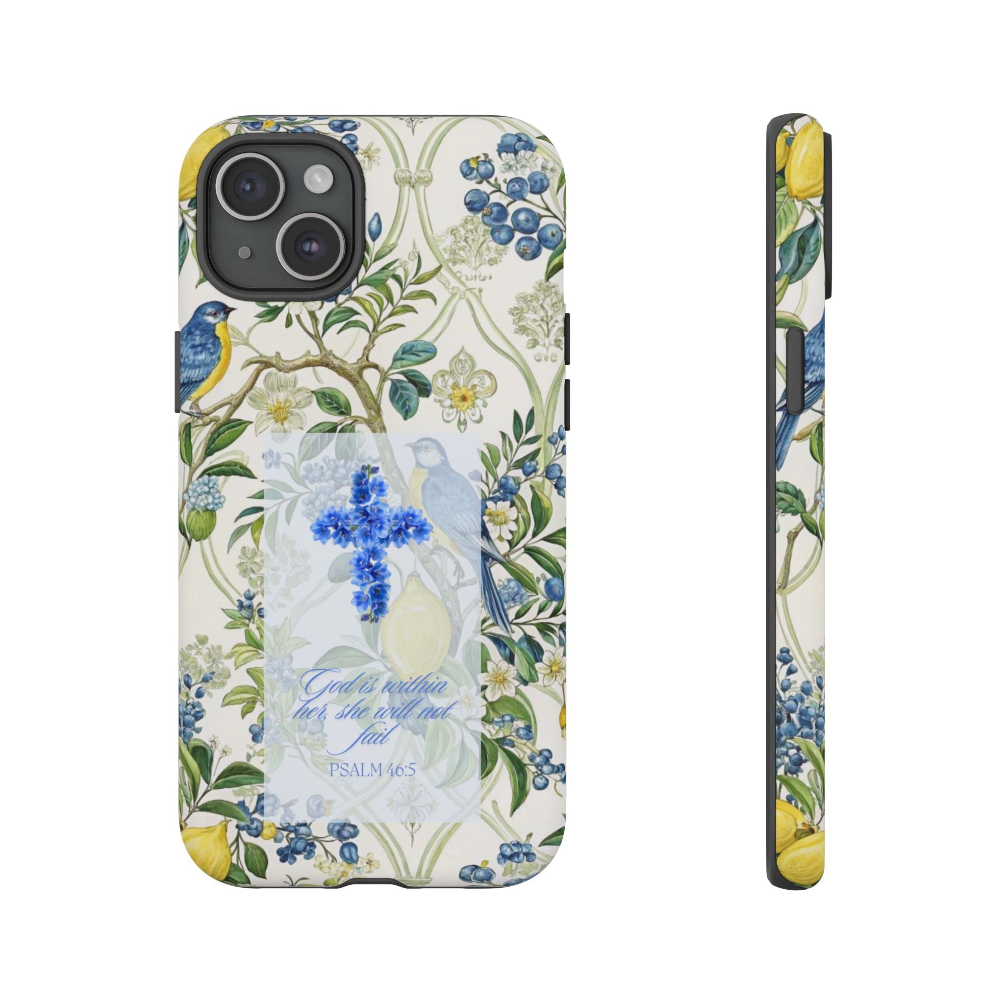 Floral Cross Tough Phone Case — Psalms Blessing Protective Cover