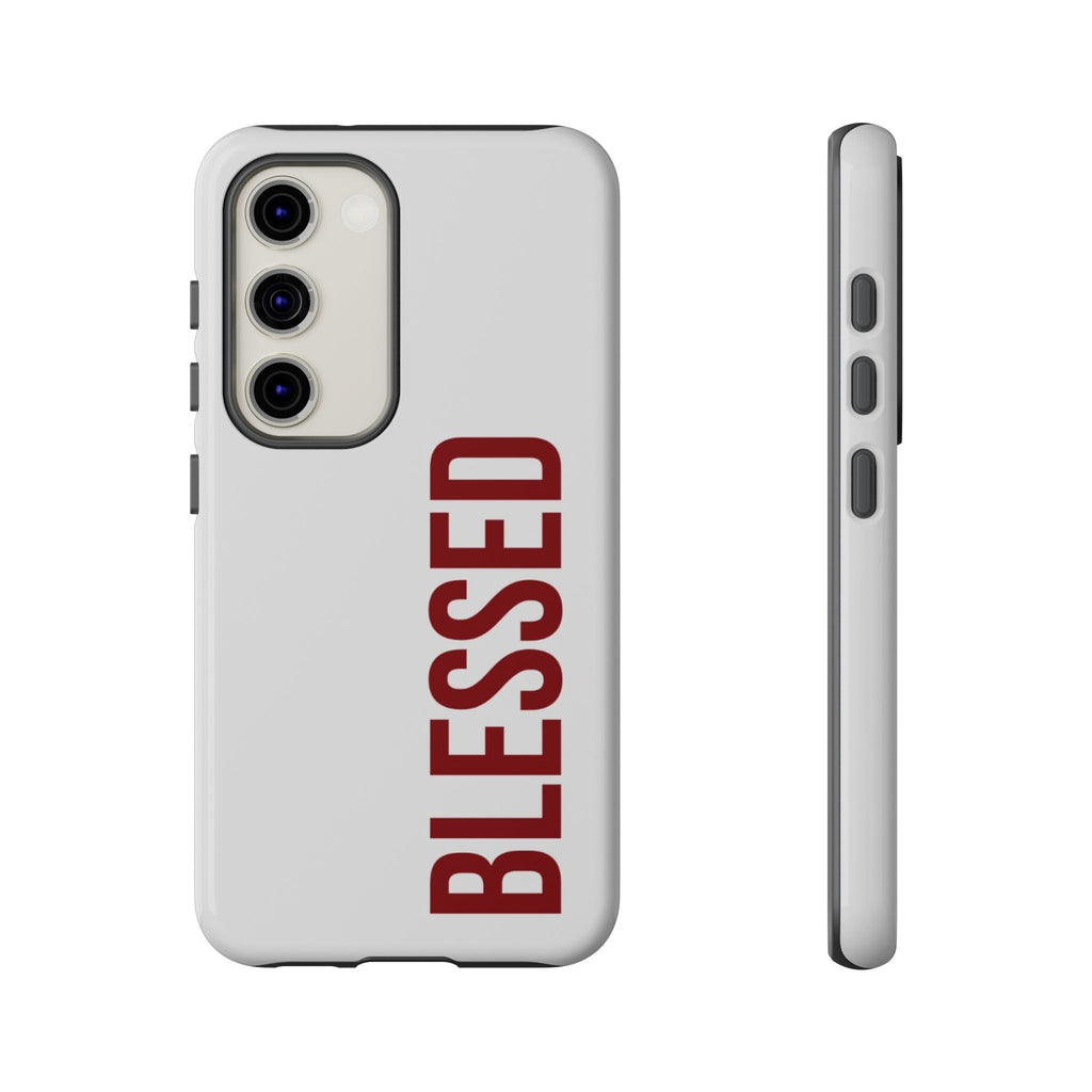 Blessed Vertical Phone Case — Protective Slim iPhone Cover with Red 'BLESSED' Text