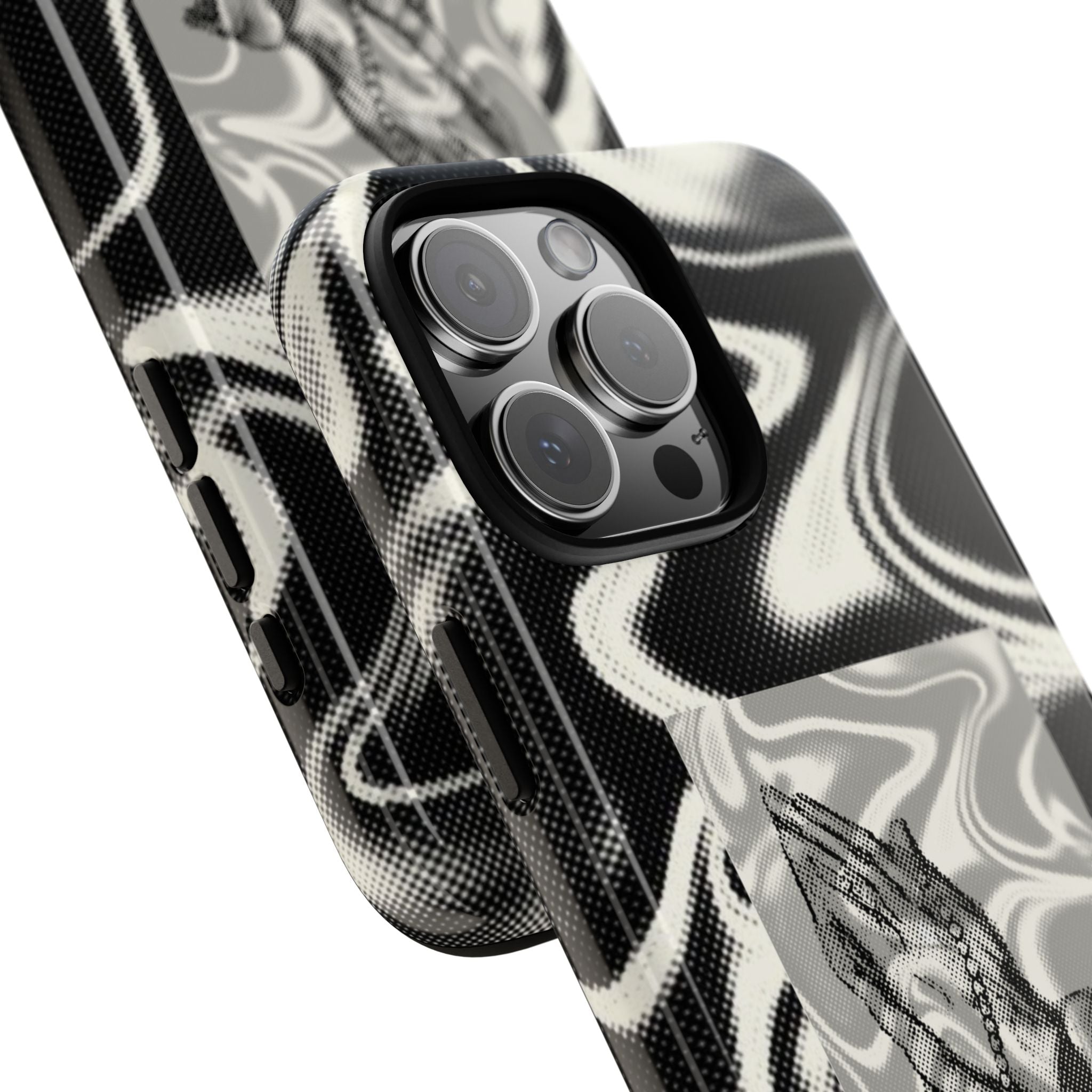 Praying Hands Phone Case – Black White Marble Spiritual Design