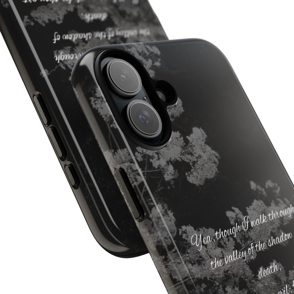 Bible Verse Phone Case — Psalm 23:4 Comfort Black Protective Cover