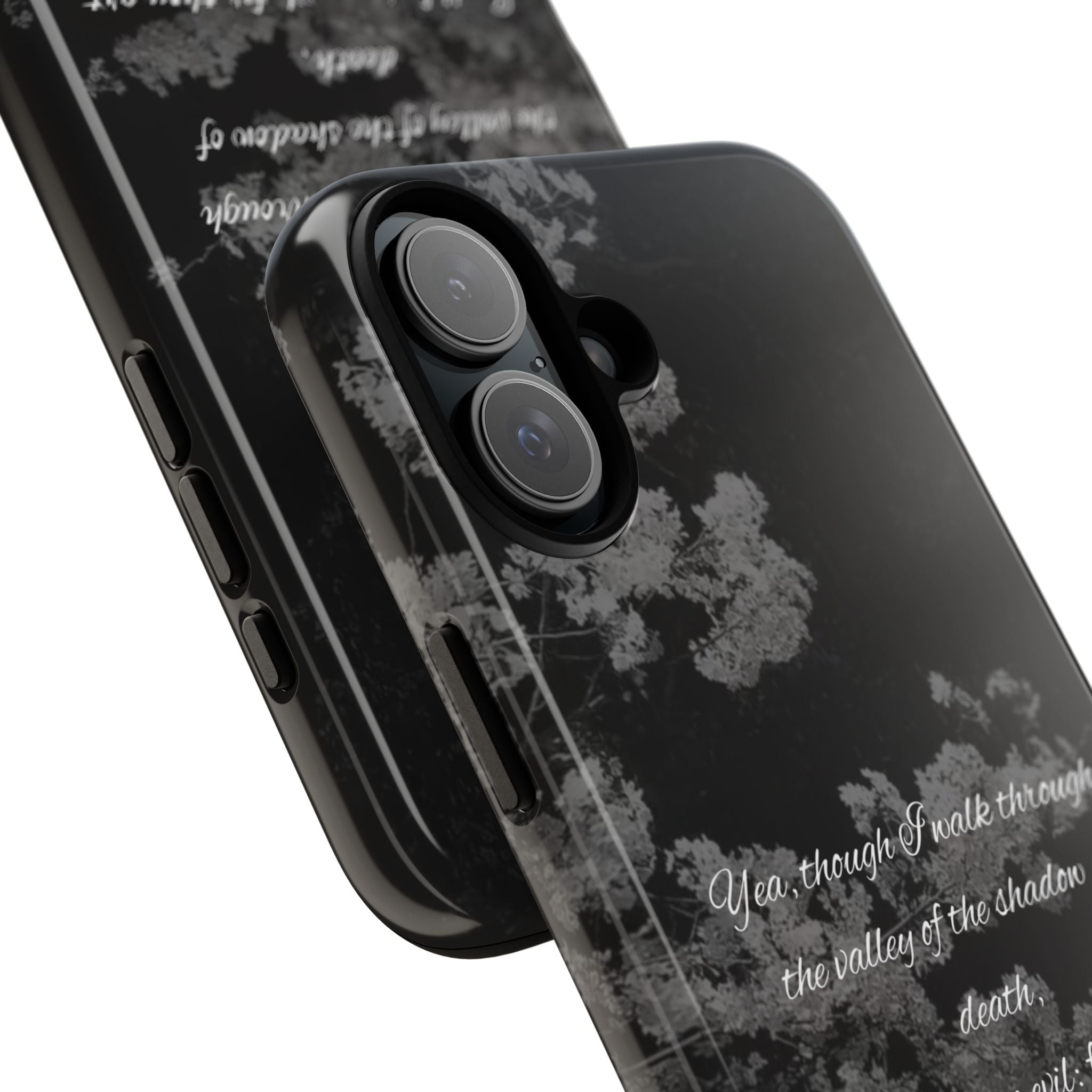 Bible Verse Phone Case — Psalm 23:4 Comfort Black Protective Cover