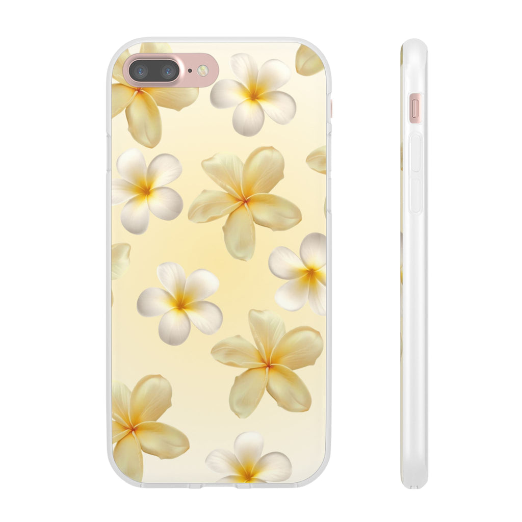 Plumeria Floral Flexi Phone Case — Tropical Yellow Flower Protective Cover
