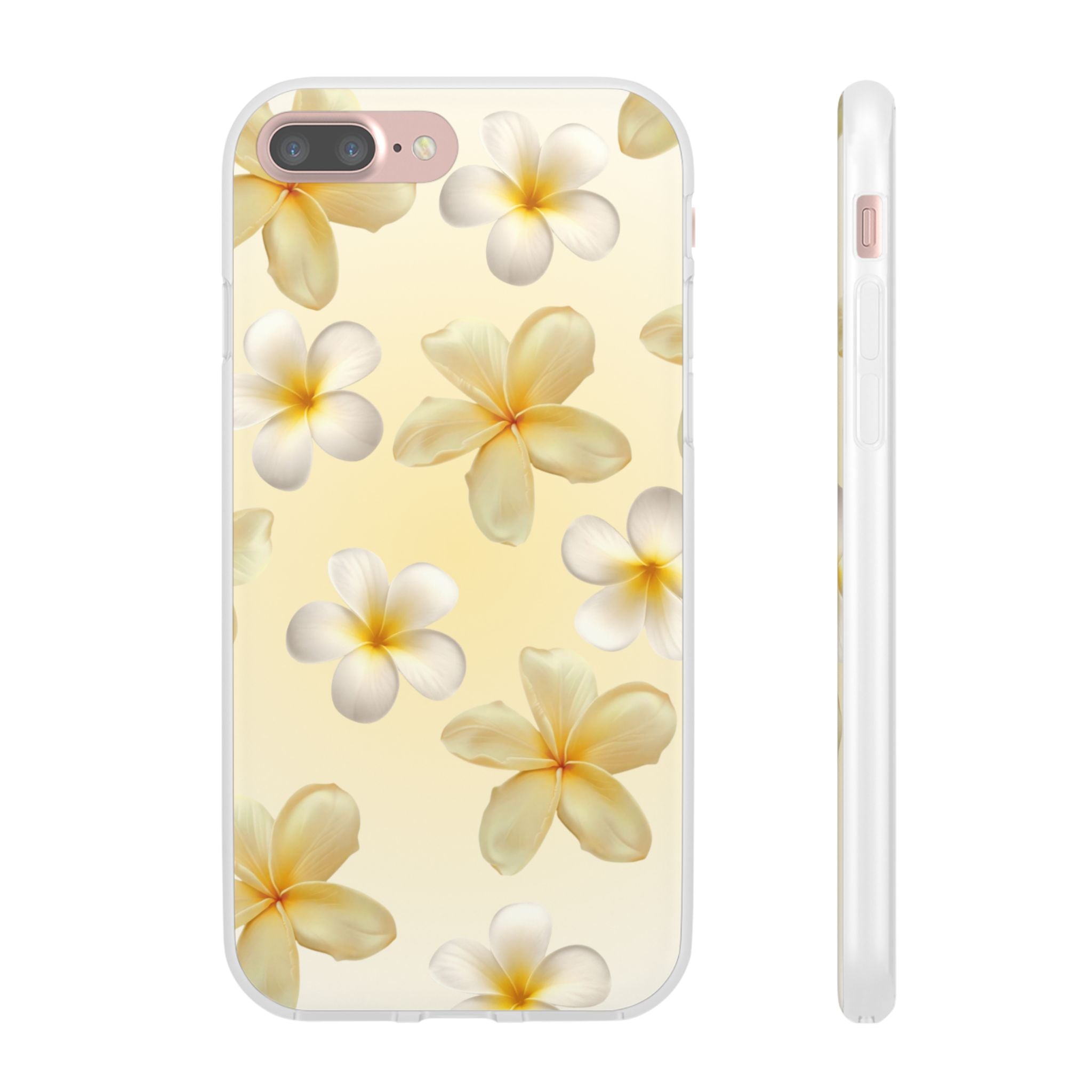 Plumeria Floral Flexi Phone Case — Tropical Yellow Flower Protective Cover