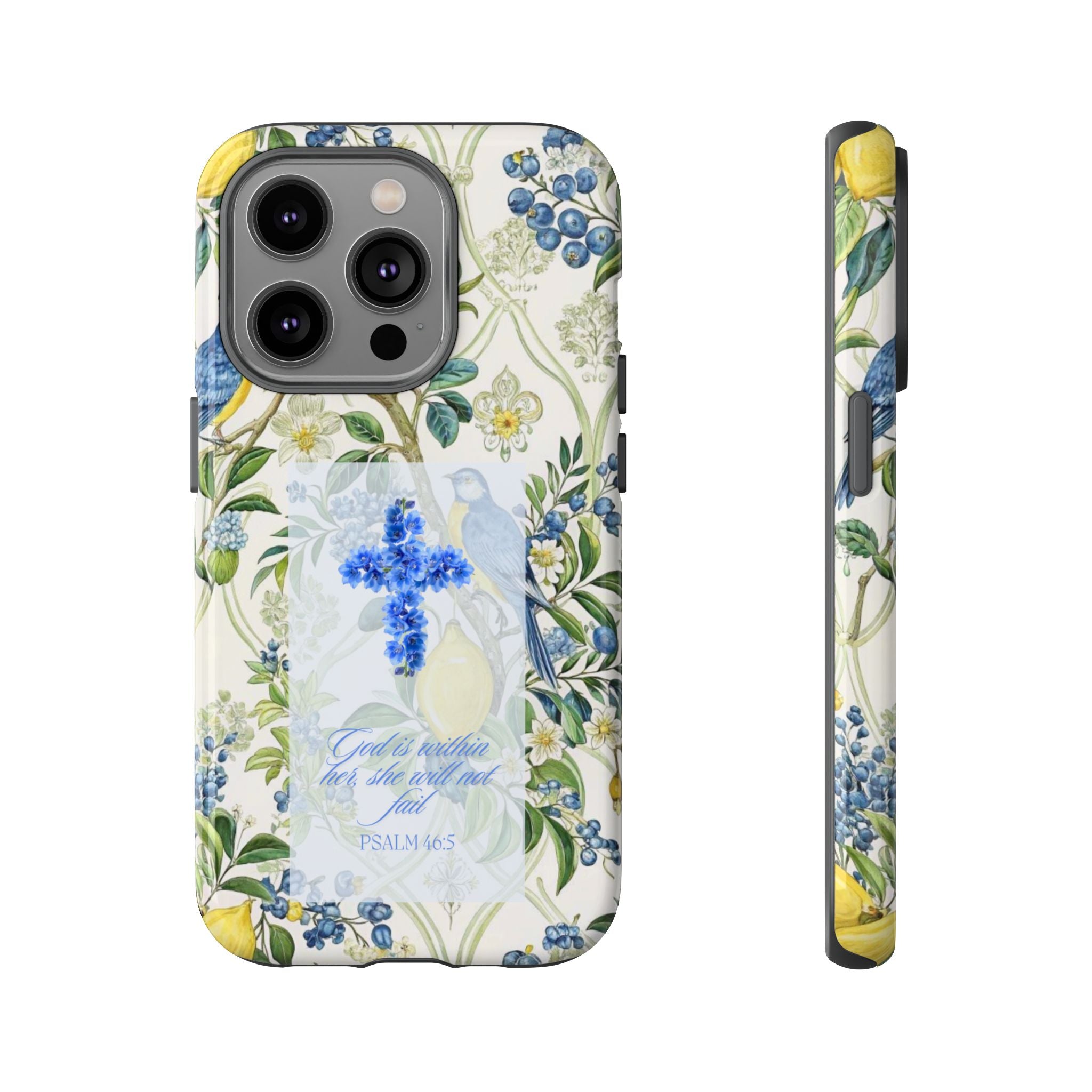 Floral Cross Tough Phone Case — Psalms Blessing Protective Cover