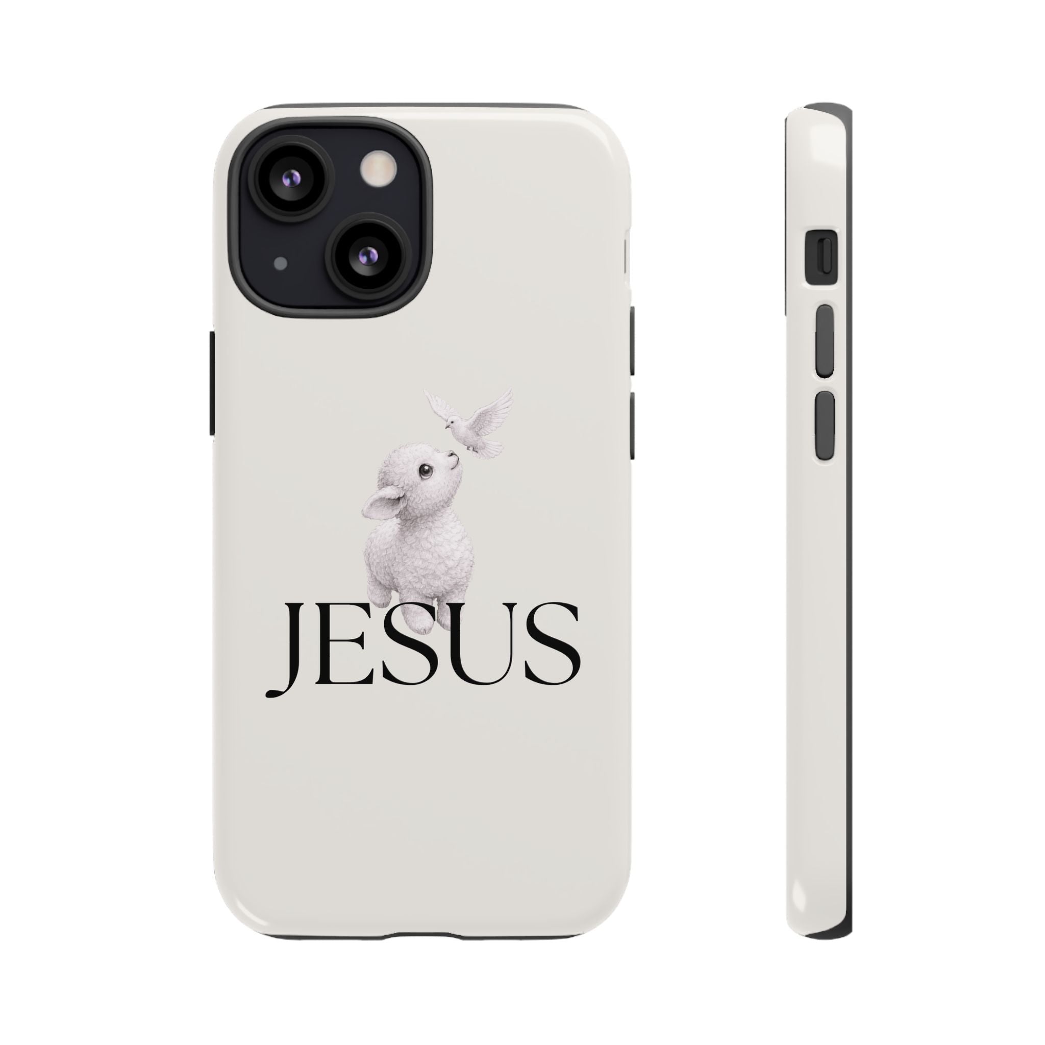Jesus Lamb Phone Case - Christian Faith iPhone Case with Dove Design
